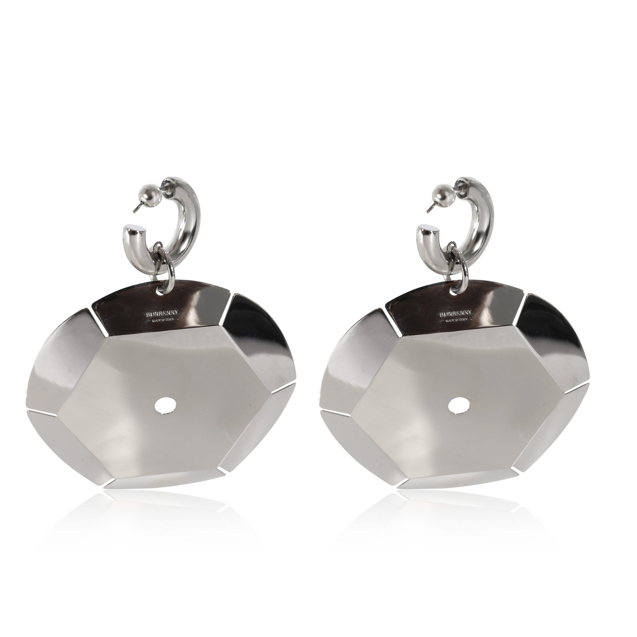 Burberry Burberry Paillettes Hoops With Large Drop Palladium Disc Plated Earrings Size ONE SIZE - 1 Thumbnail