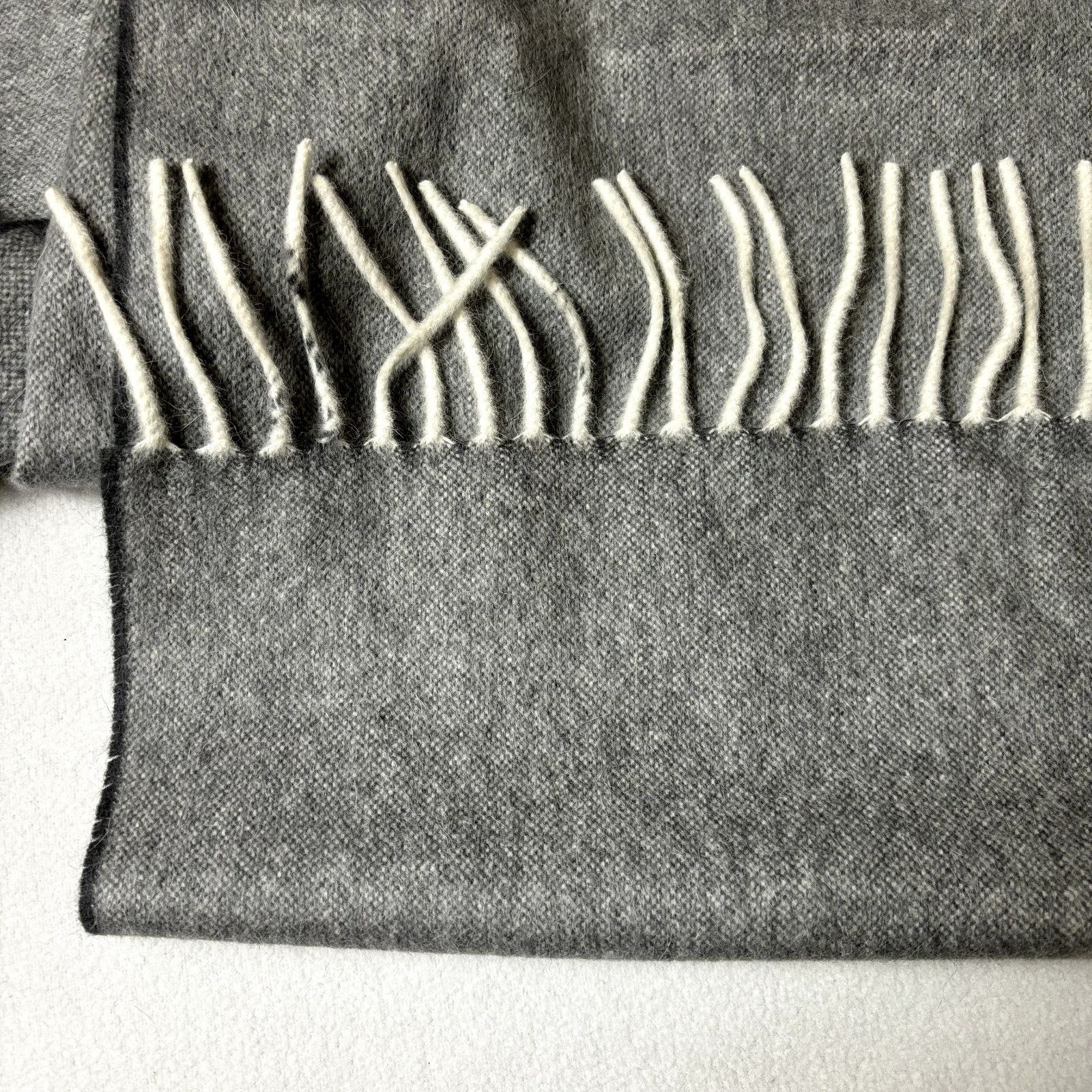 Agnona Agnona Gray Angora Wool Scarf Shawl Wrap w/ Fringe 11.5" x 6 Size ONE SIZE - 6 Thumbnail