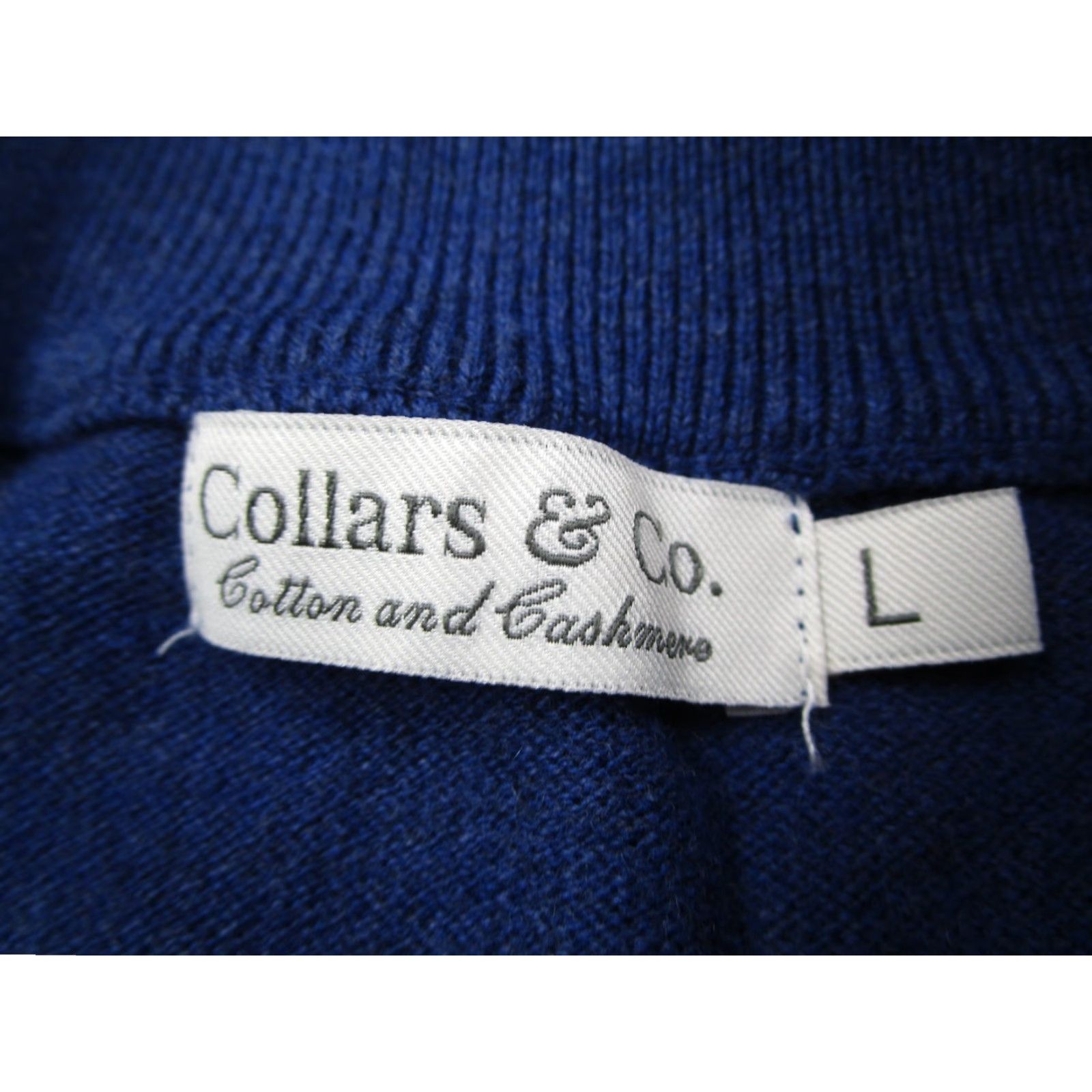 CO Collars & Co. Men's Large Blue Cotton Cashmere 1/4 Zip Pullover Sweater Pebble Beach Golf Activewear Size US M / EU 48-50 / 2 - 2 Thumbnail