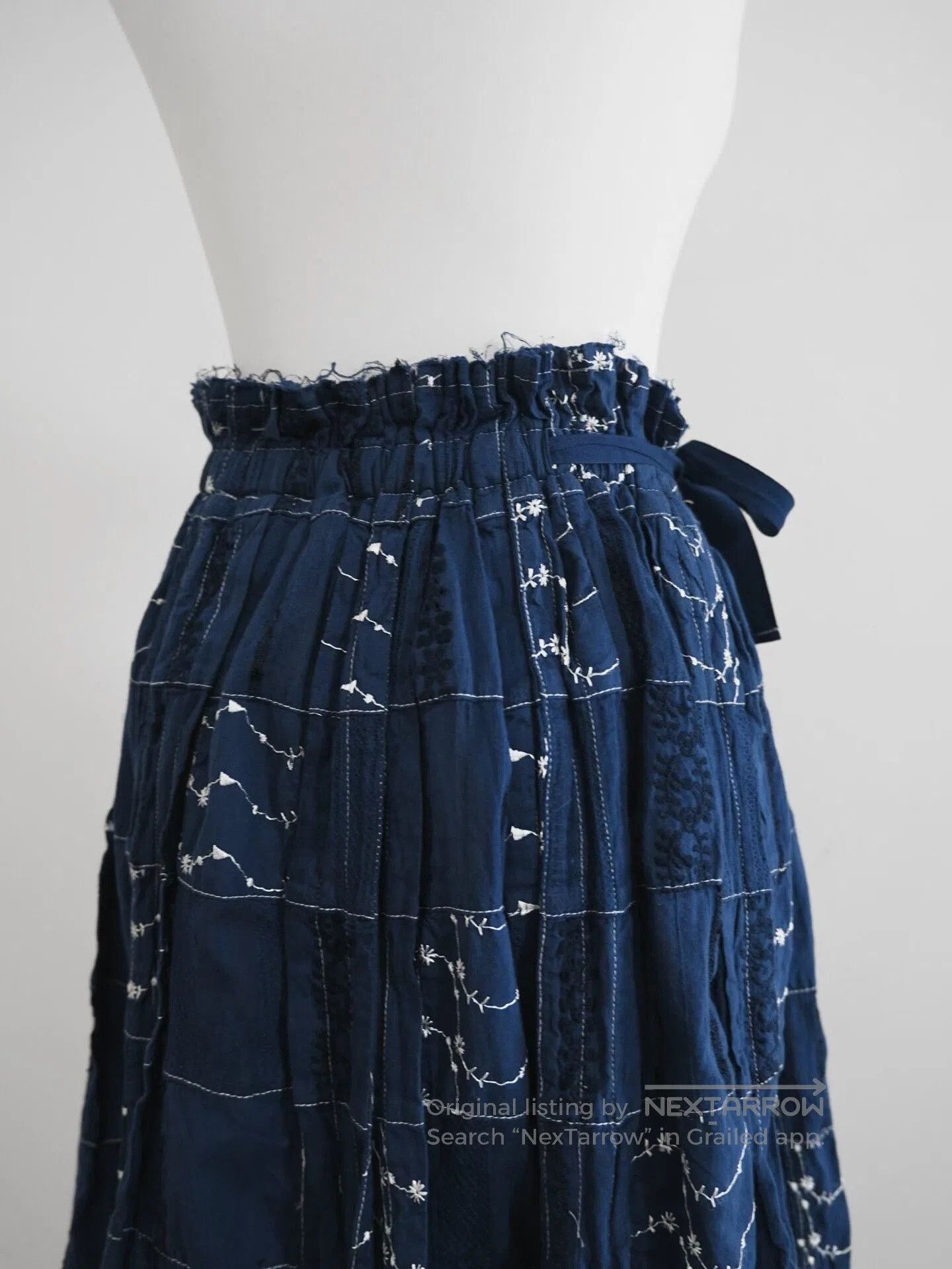 Tricot Comme des Garcons blue dyed patchwork embroidered skirt. Size 23" - 4 Thumbnail