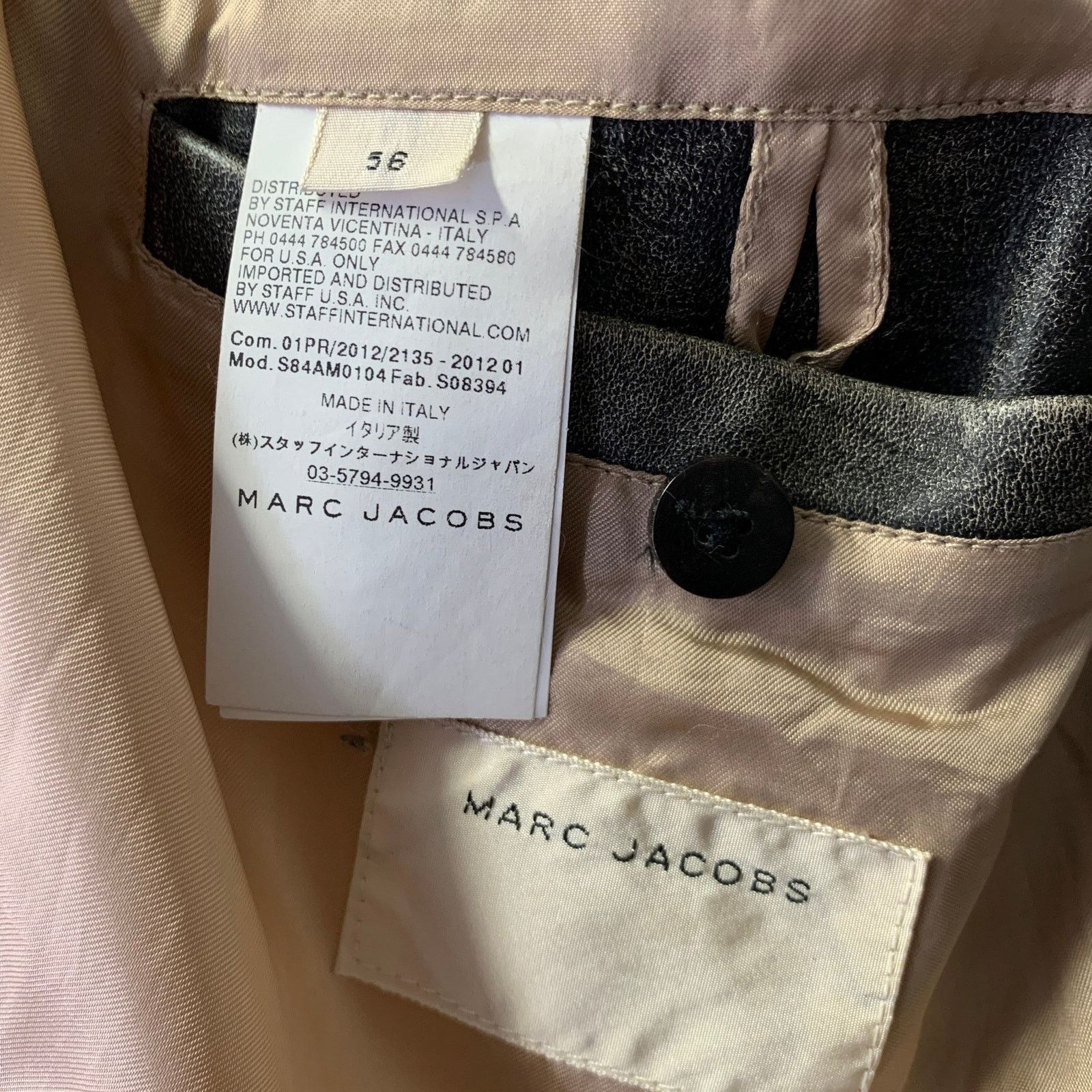 Marc Jacobs MARC JACOBS XXL Black Tan Distressed Leather Bomber Coat Size US XXL / EU 58 / 5 - 6 Thumbnail