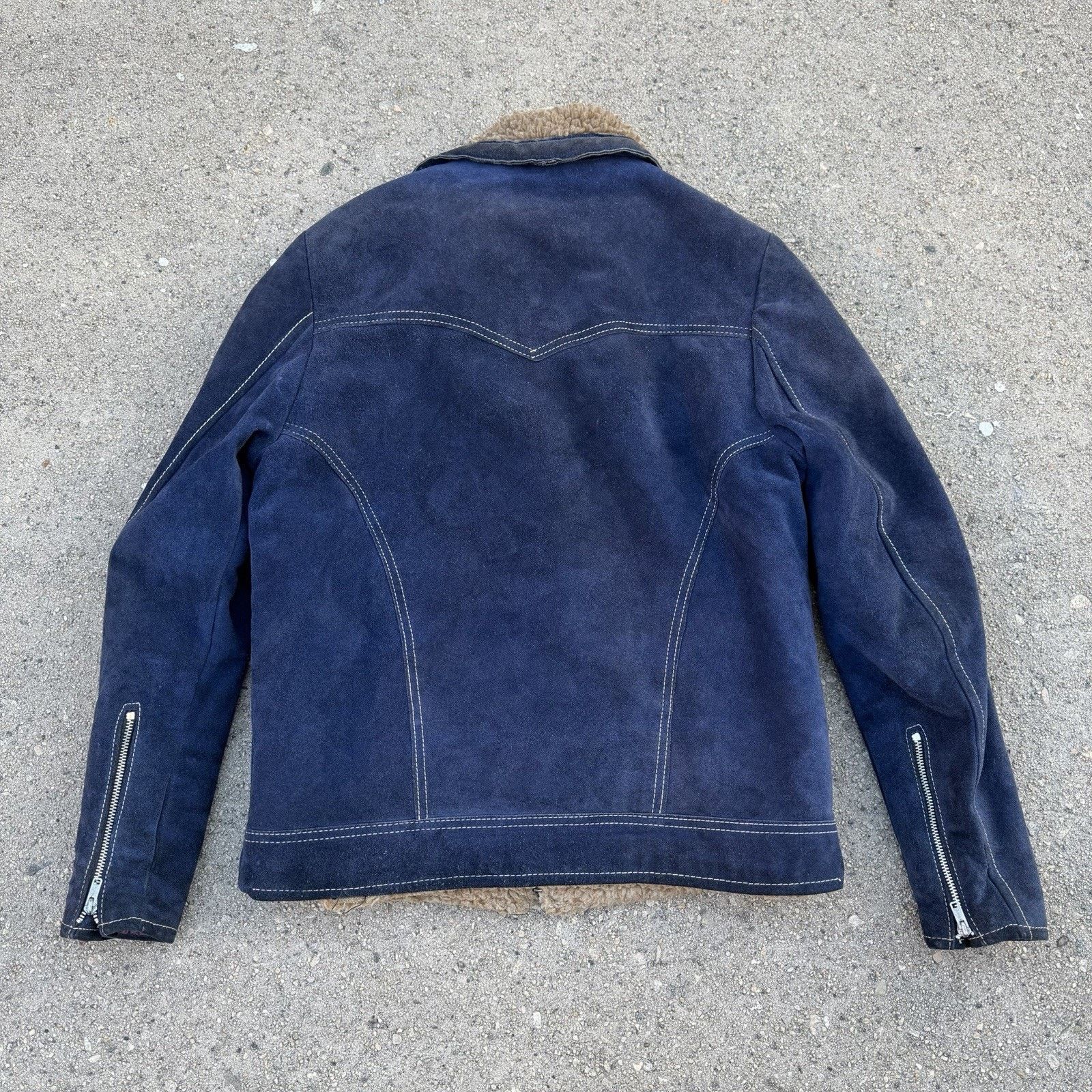 Harley Davidson × Leather × Vintage Vintage 70s Harley Davidson AMF Suede Sherpa Leather Jacket Size US L / EU 52-54 / 3 - 4 Thumbnail