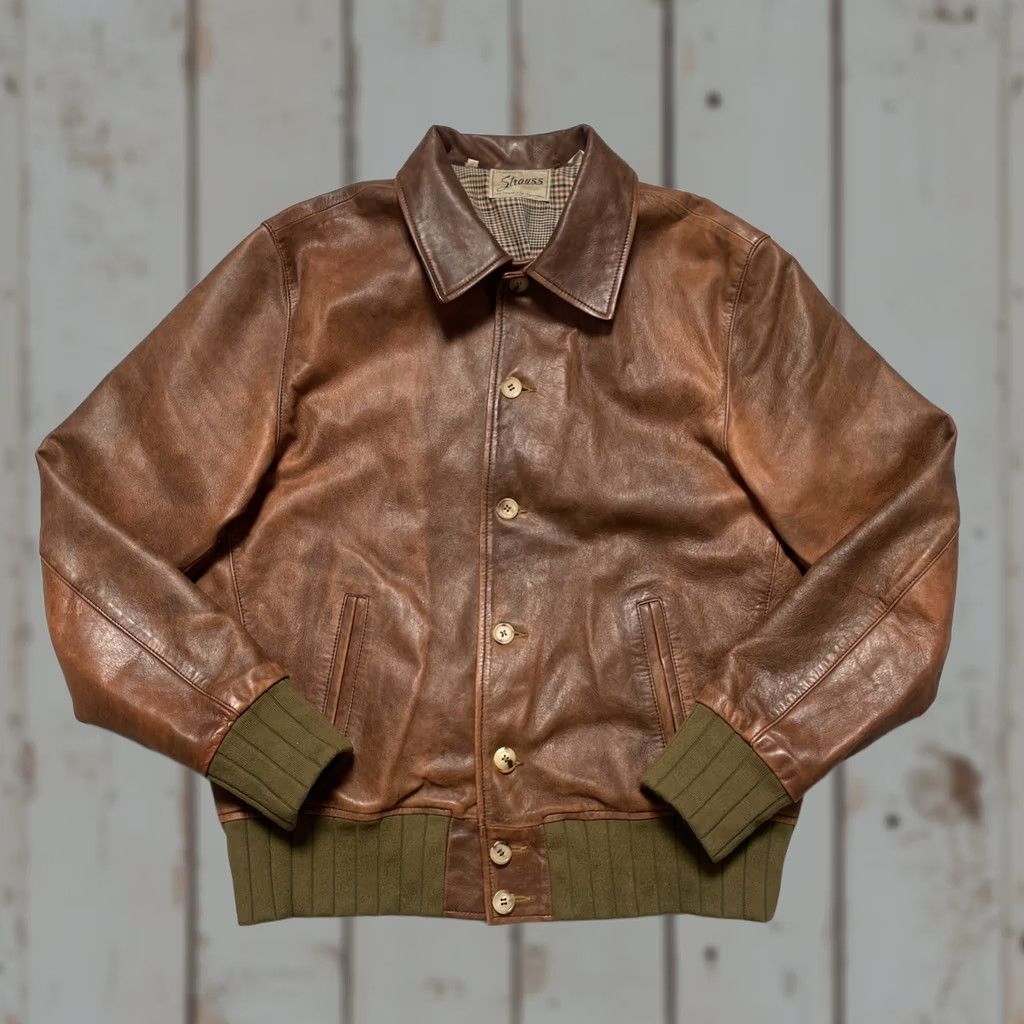 Levi's Vintage Levis Big E Sheepskin Leather Bomber Jacket Made Italy L LVC Style Size US L / EU 52-54 / 3 - 1 Thumbnail