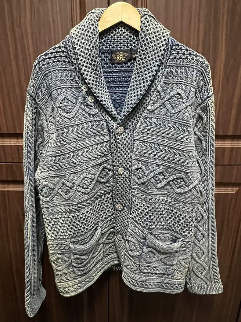 RRL Ralph Lauren RRL Ralph Lauren Corroded water washed blue dyed knitted j Size US L / EU 52-54 / 3 - 1 Thumbnail