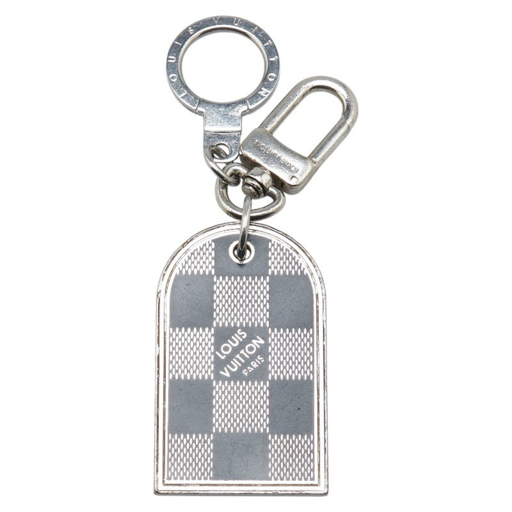 Louis Vuitton Louis Vuitton Damier Porte Cle Address Charm Keyring M65770 Silver Black Metal Men's LOUIS VUITTON Size ONE SIZE - 1 Thumbnail