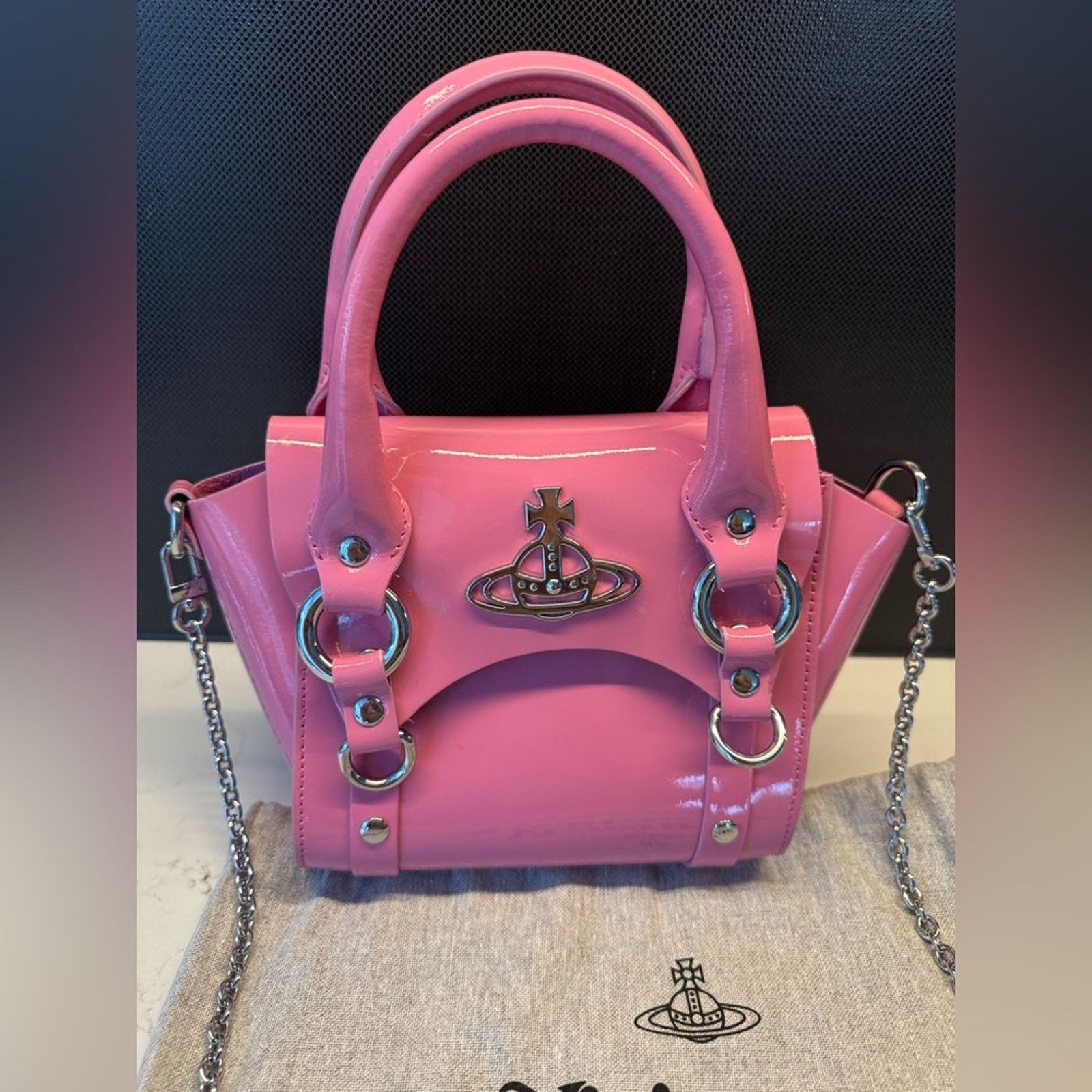 Vivienne Westwood VIVIENNE WESTWOOD Pink Mini Betty Chain Bag crossbody patent Size ONE SIZE - 2 Thumbnail