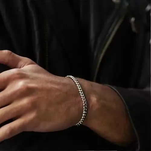 Jewelry Cuban Link Bracelet Chain Gothic Chrome Casual Punk Grunge Size ONE SIZE - 3 Thumbnail