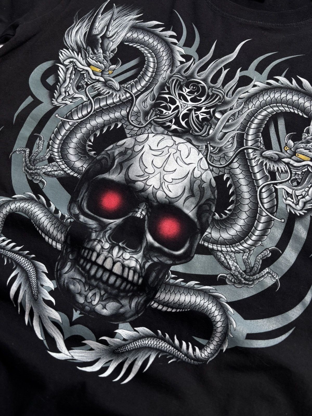 Japanese Brand Y2K Japanese Dragon Skull Death Tshirt Ed Hardy Style 00’s Size US M / EU 48-50 / 2 - 2 Thumbnail