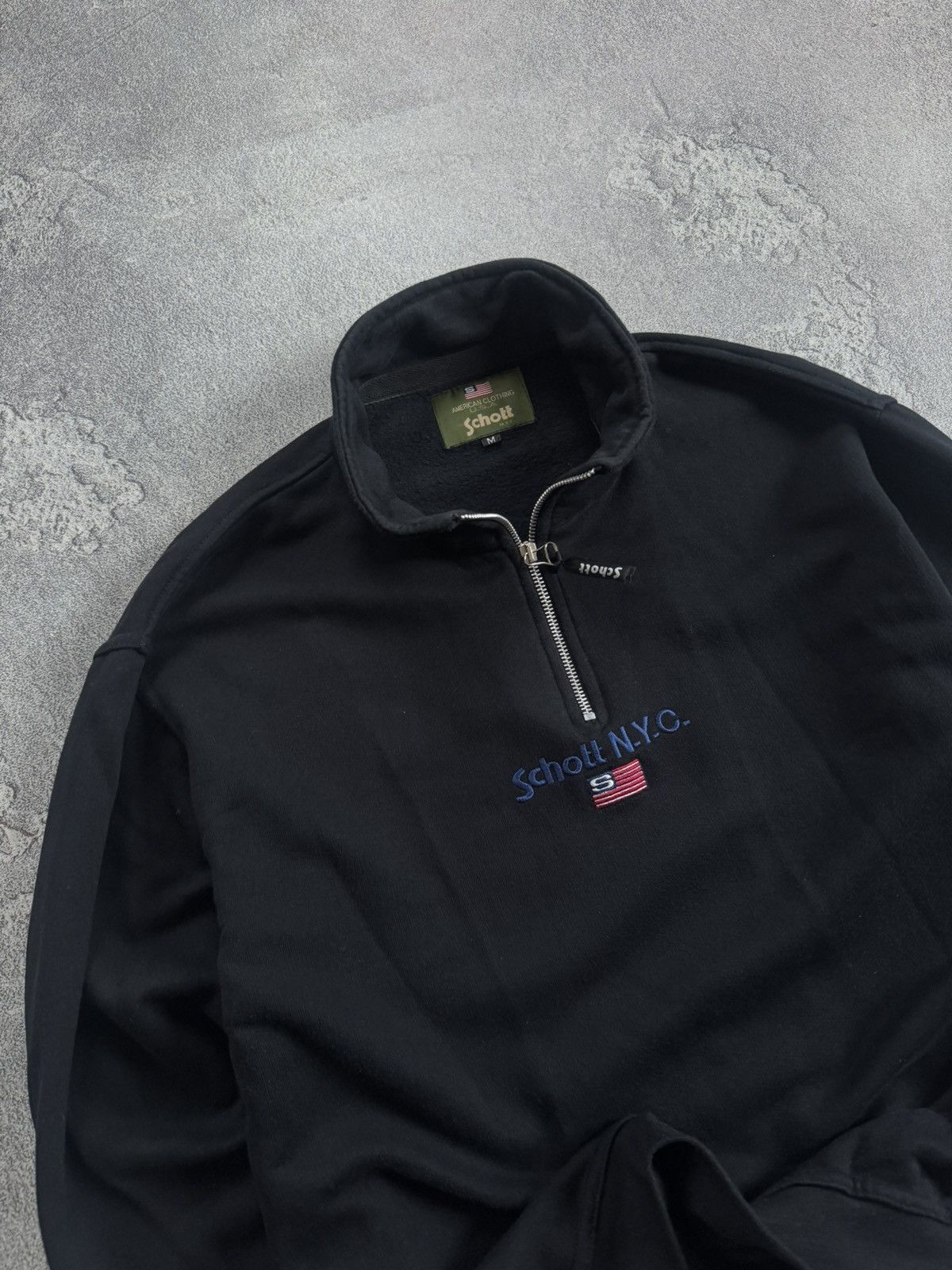 Schott Schott N.Y.C. USA 🇺🇸 M/size 1/4zip sweathsirt jumper pullover Size US M / EU 48-50 / 2 - 2 Thumbnail
