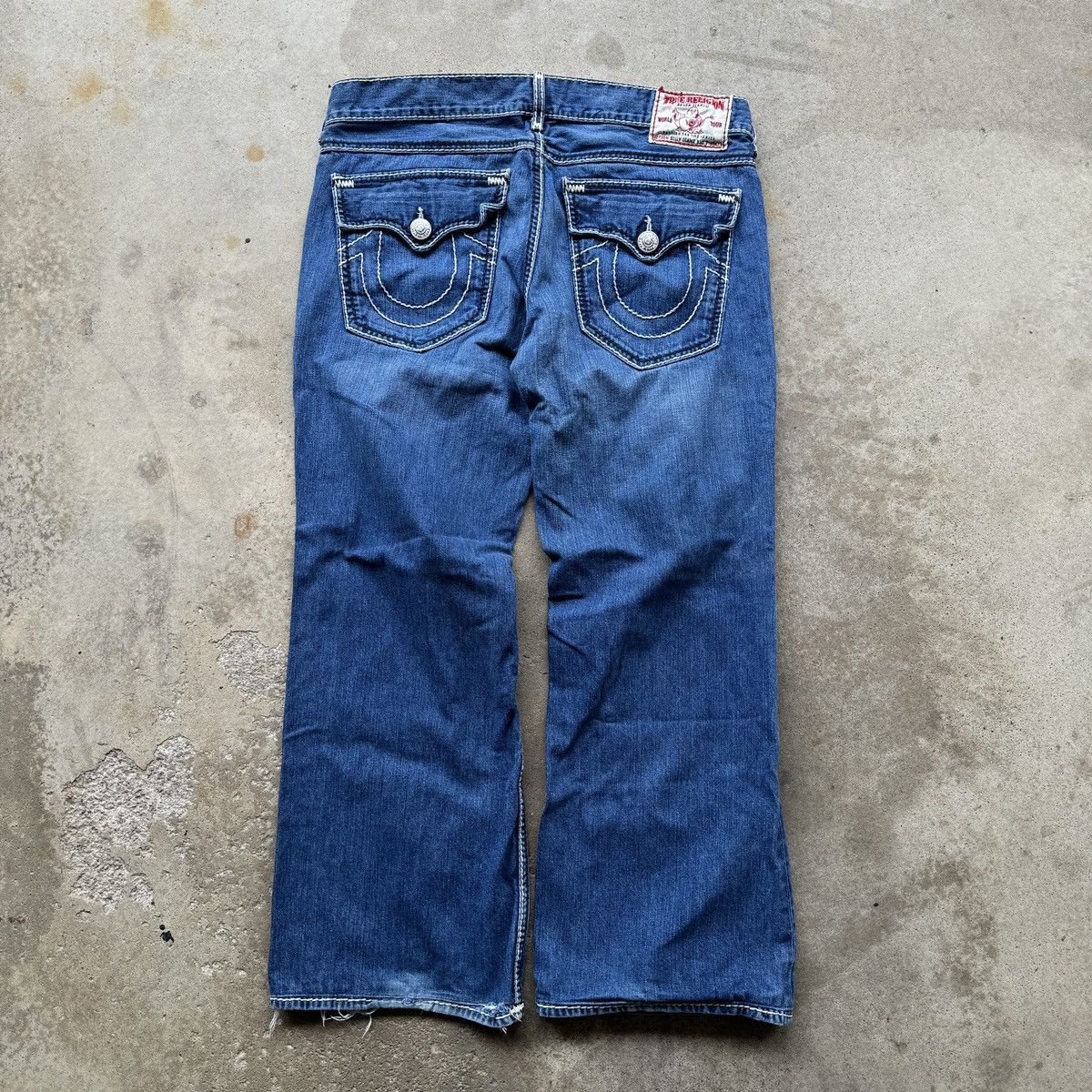 image of Made In USA x True Religion Billy Giant Big T Baggy Denim Jeans 38 in Blue, Men's