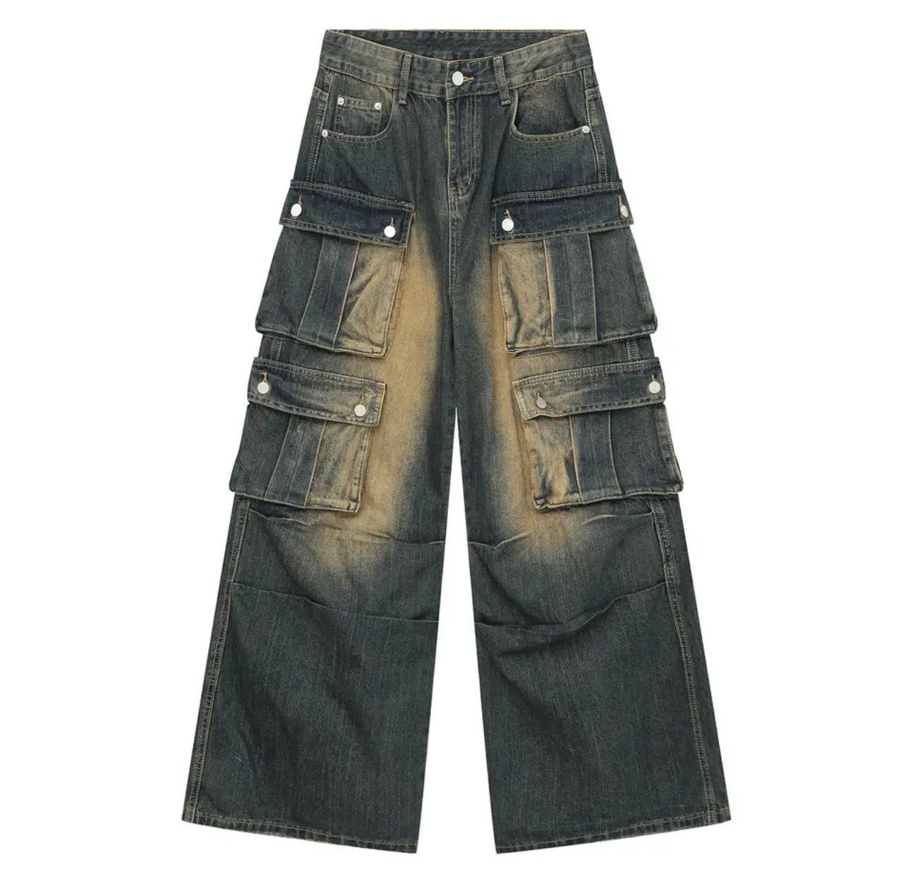 Japanese Brand × Jean Retro washed distressed workwear loose wide leg jeans Size US 32 / EU 48 - 9 Thumbnail