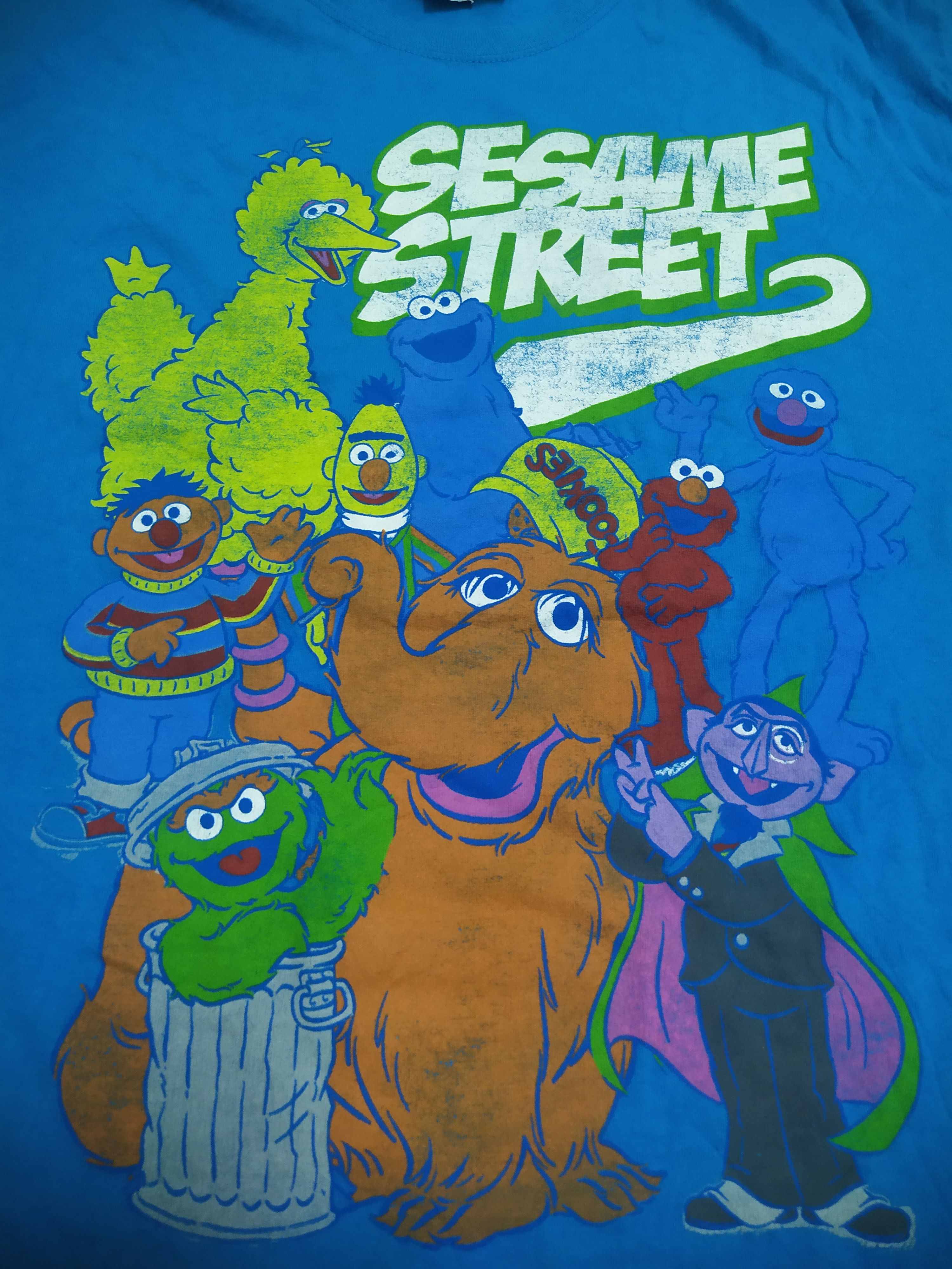 Cartoon Network Retro Sesame Street Characters Blue Graphic 90s/Y2K Vibe Size US L / EU 52-54 / 3 - 6 Thumbnail