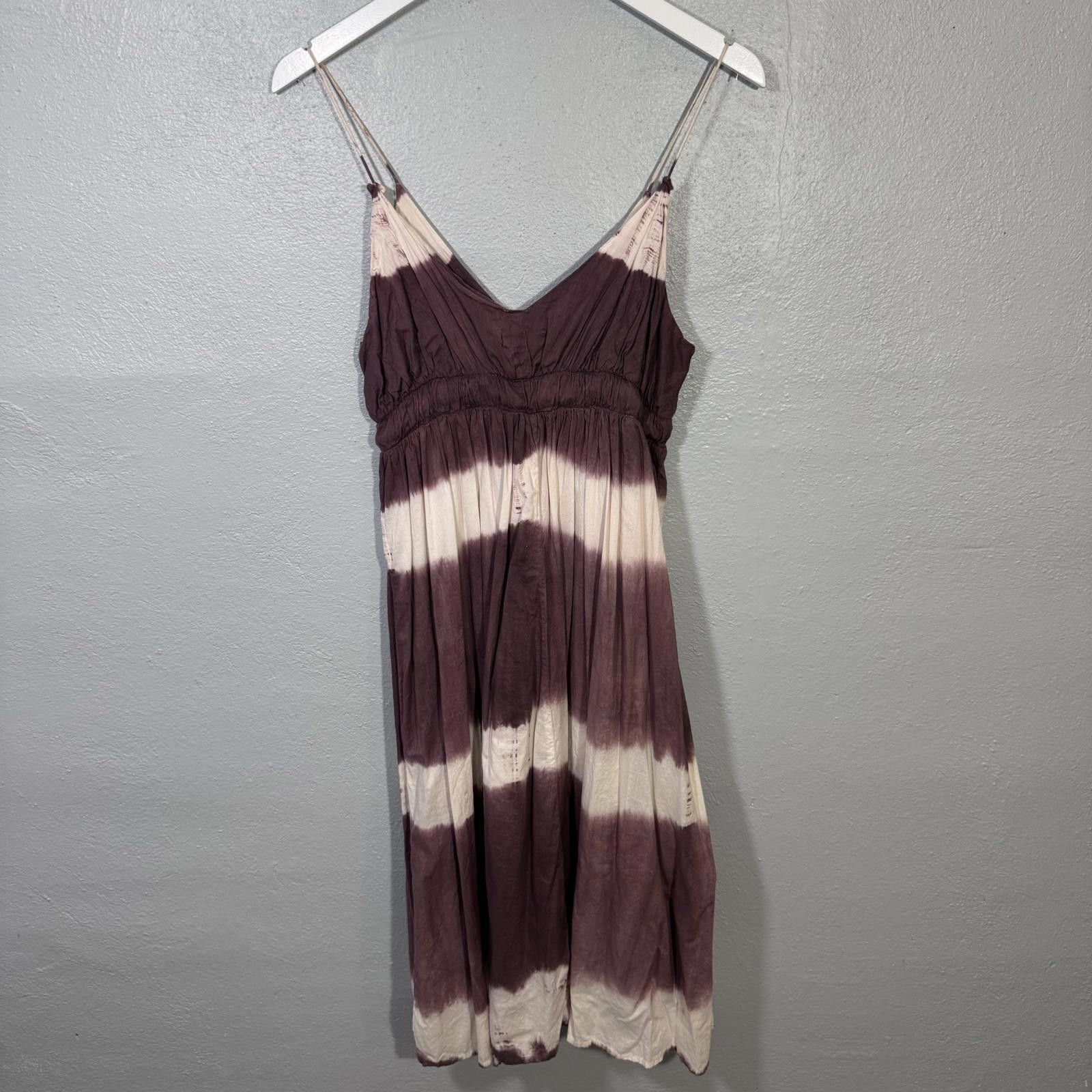 Designer Bohemian Tie-Dye Summer Dress, Spaghetti Straps Size L / US 10 / IT 46 - 7 Thumbnail