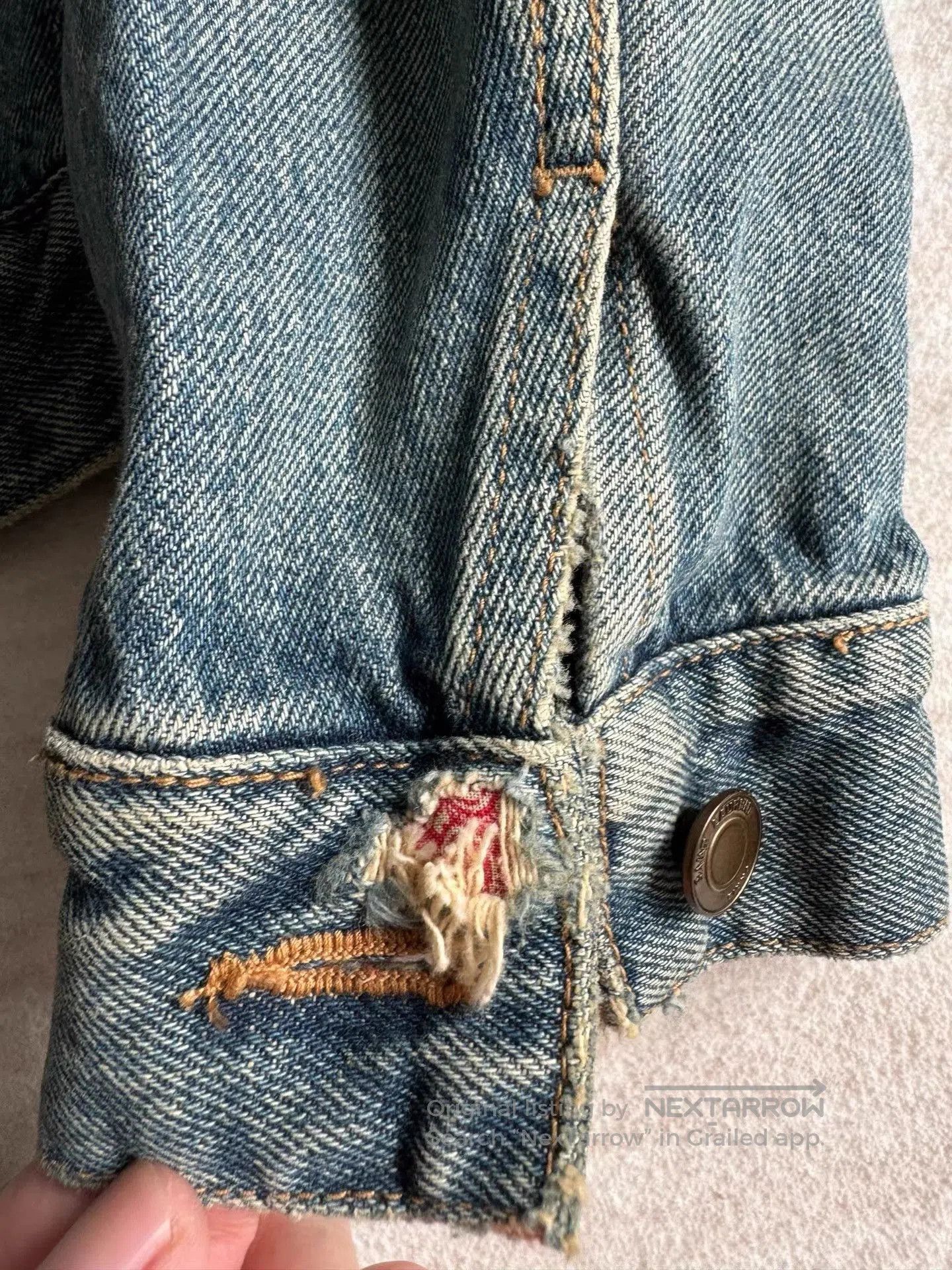 Saint Laurent Paris Blue Denim Jacket with Distressed Collar and Cuffs. Size US M / EU 48-50 / 2 - 3 Thumbnail