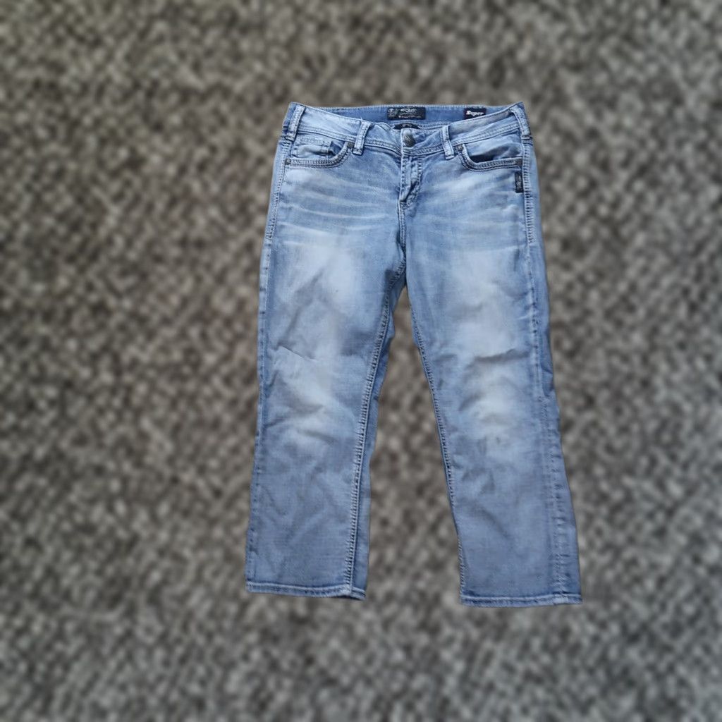Silver Jeans Co. Silver Jeans Suki Capri Jeans Womens 31x22.5 Blue Stretch Denim Capris Slim Size 24" / US 00 / IT 34 - 1 Thumbnail
