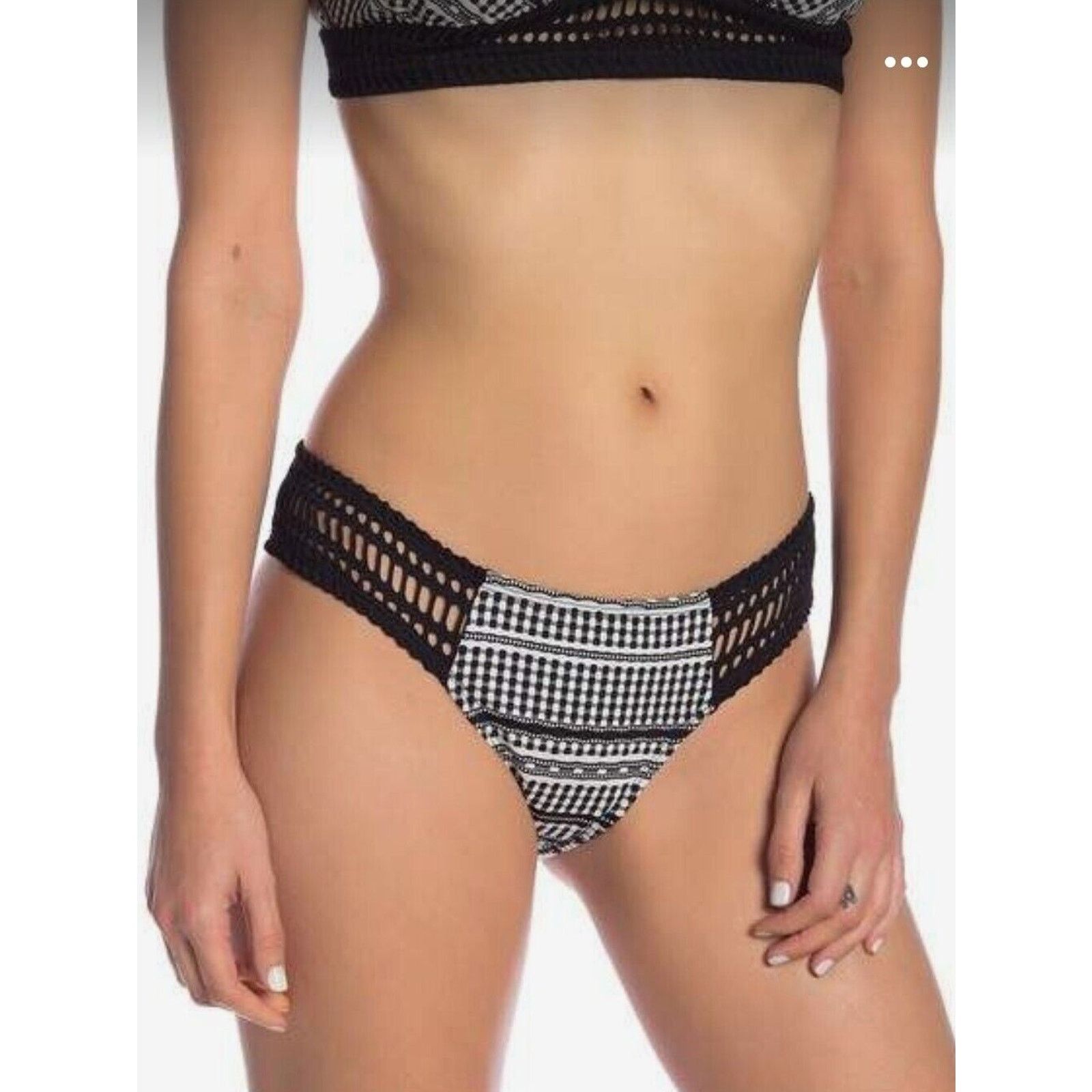 Other NWT ROBIN PICCONE Avery Gingham Crochet Bikini Bottom XS Size XS / US 0-2 / IT 36-38 - 1 Thumbnail