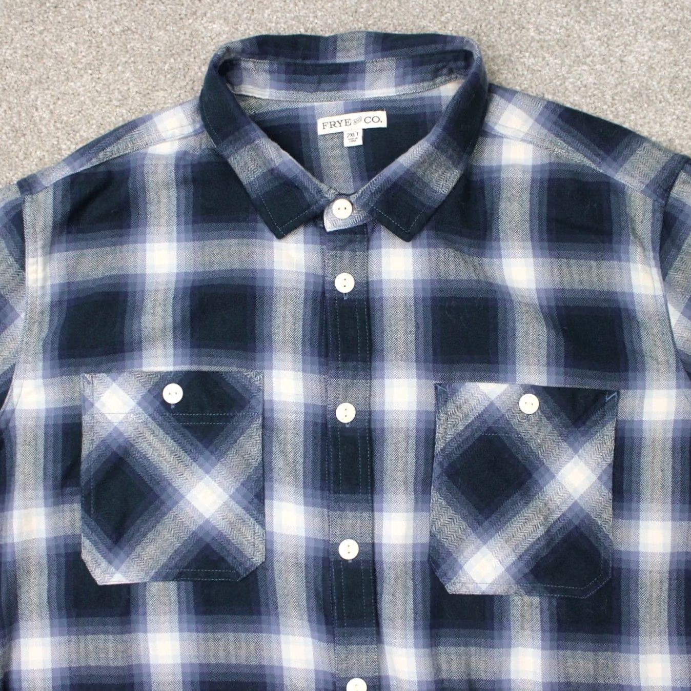 Frye Frye & Co Shirt Mens 2XLT XXL-Tall Blue Plaid Flannel Long Sleeve Button Up Size US XXL / EU 58 / 5 - 6 Thumbnail