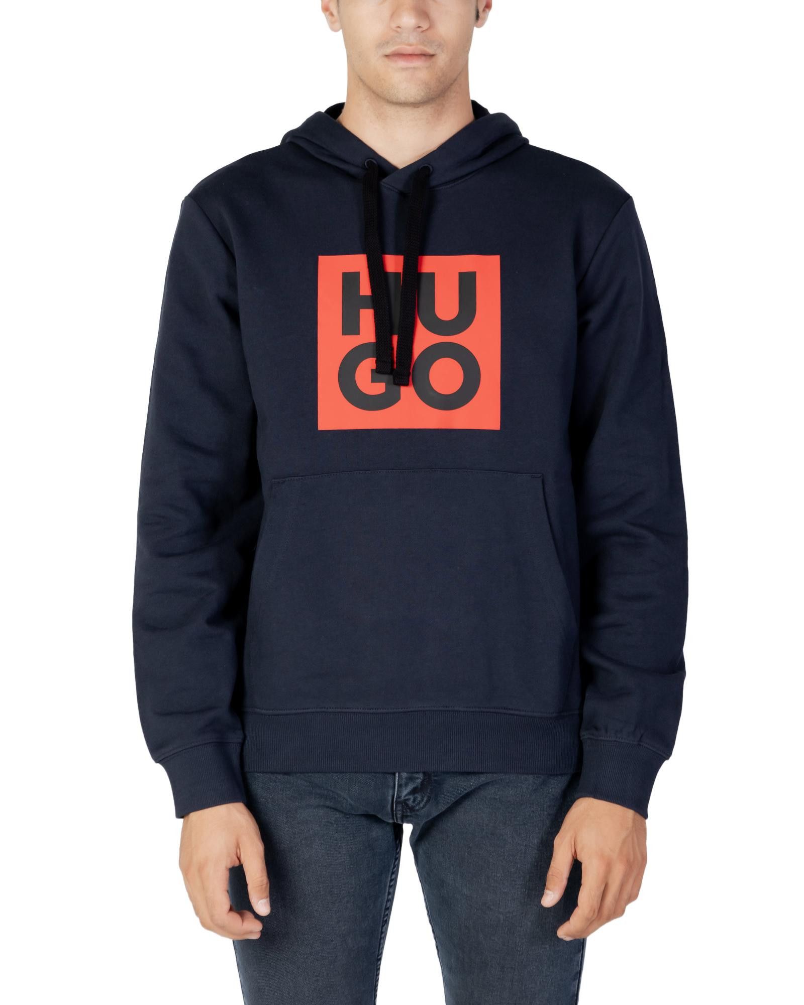 image of Hugo Printed Hooded Sweatshirt in Blue, Men's (Size Small)