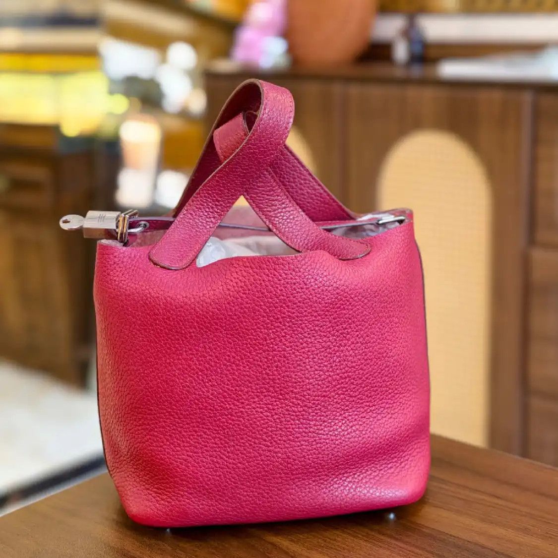 Hermes Hermes Picotin Lock 18 rose purple Clemence cowhide leather picotin handbag silv Size ONE SIZE - 1 Thumbnail