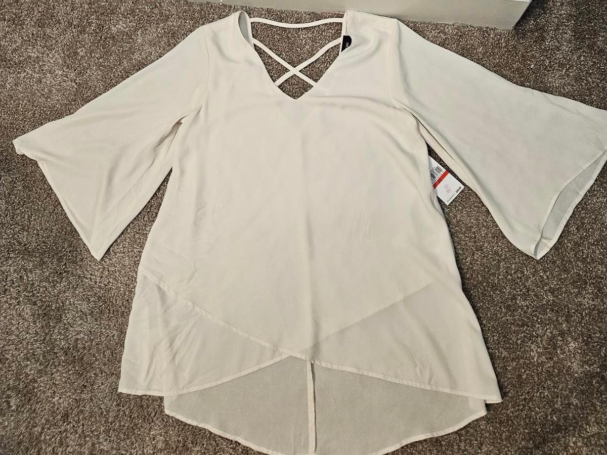 Designer Nwt Karen Kane Women's V-Neck Top with Criss-Cross Back #123 Size S / US 4 / IT 40 - 2 Thumbnail