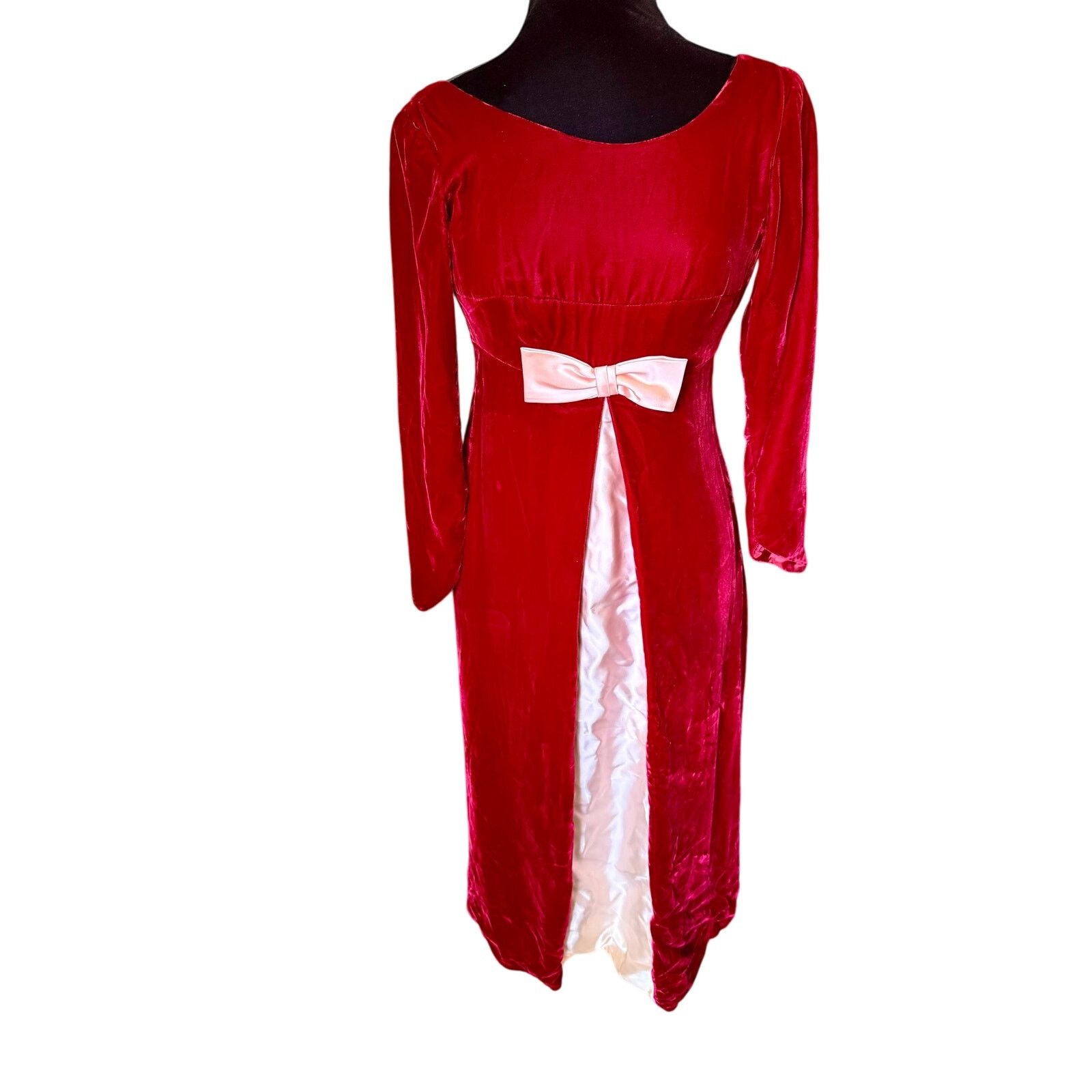 Vintage Vintage 60’s Red Velvet Bow Dress XS Renaissance Medieval Size XS / US 0-2 / IT 36-38 - 1 Thumbnail