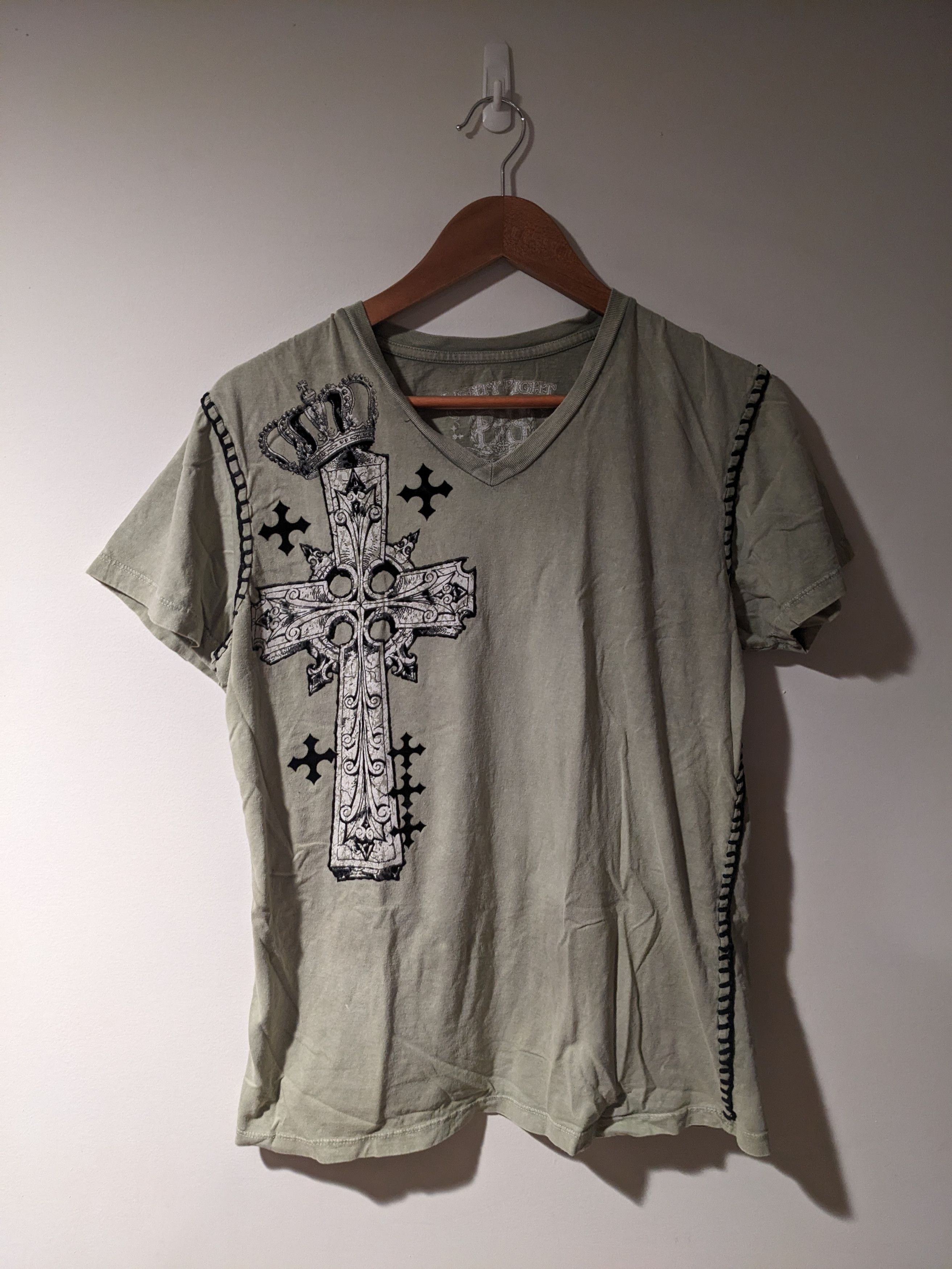 Affliction × Vintage Vintage Y2K Affliction Inspired Cross Womans T-Shirt Size L / US 10 / IT 46 - 3 Thumbnail