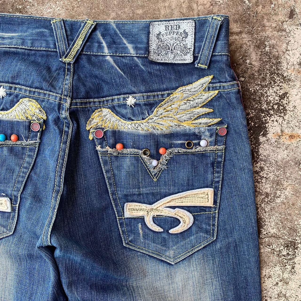 Japanese Brand × Le Grande Bleu (L.G.B.) × Tornado Mart A BEAUTIFUL FLARE DENIM RED PEPPER GOLD LABEL EAGLE WING Size US 31 - 7 Thumbnail