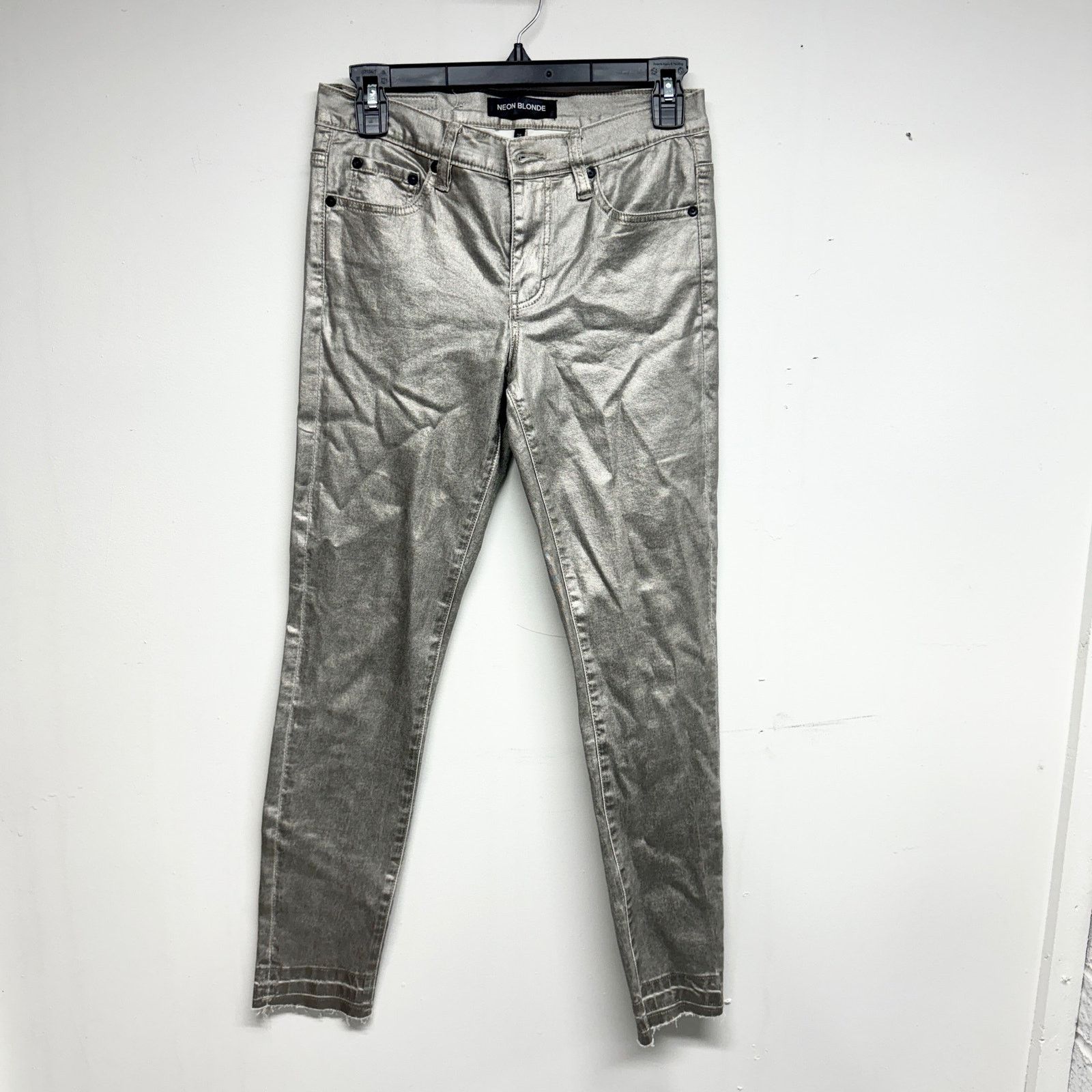 Other Neon Blonde Silver Slim Straight Stretch High Rise Jeans 25 Size 25" / US 0 / IT 36 - 1 Thumbnail