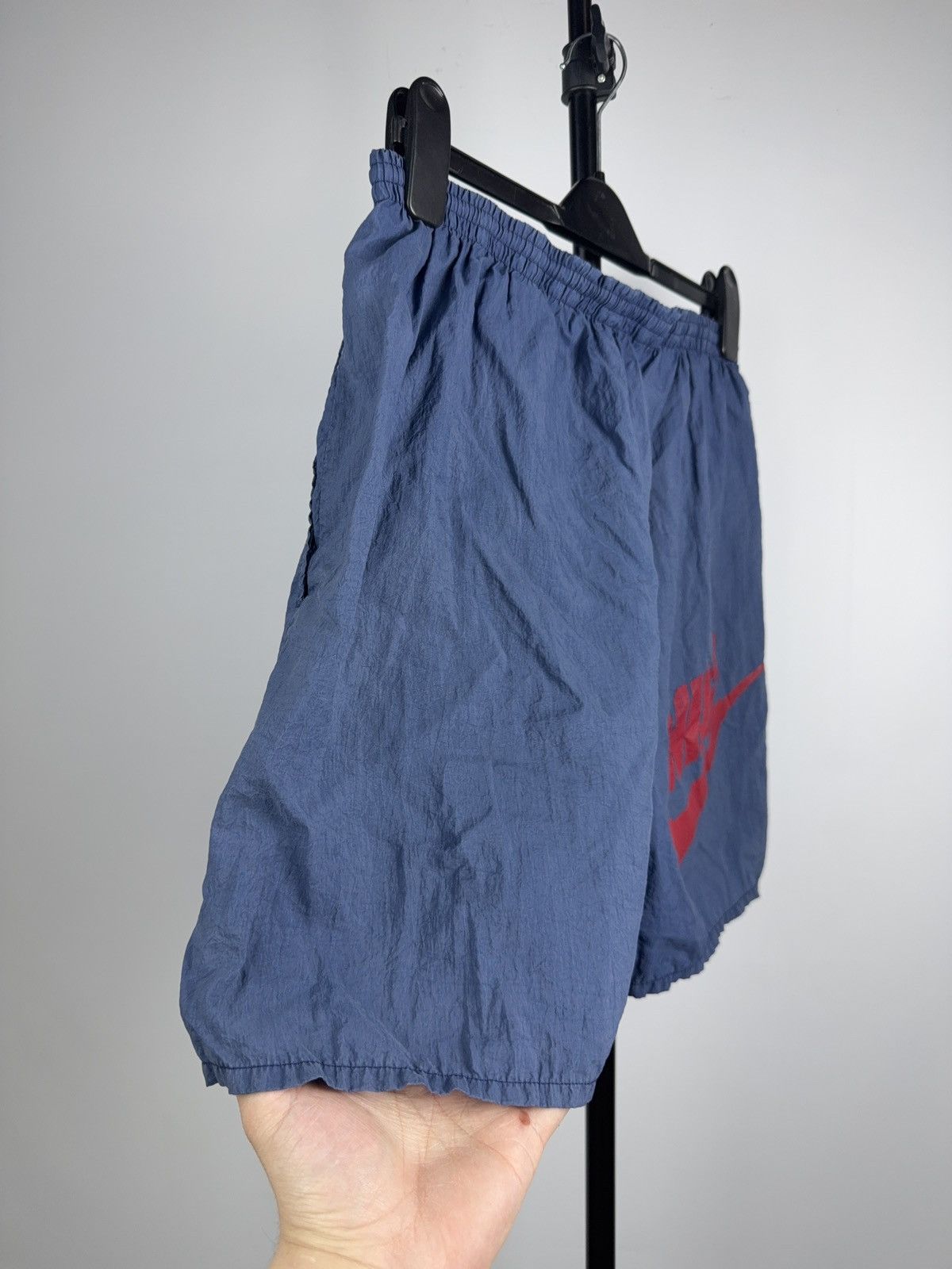 Nike 80s Retro Vintage Nike Swim Shorts Faded Blue Big Logo Y2K L Size US 35 - 13 Thumbnail