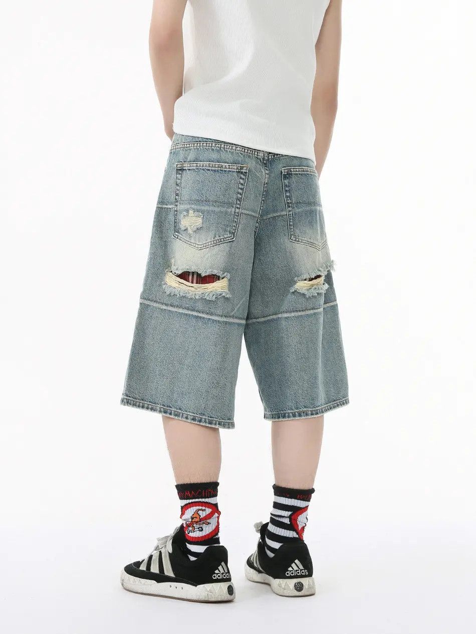 Japanese Brand Straight leg wide leg denim shorts Size US 32 / EU 48 - 4 Thumbnail