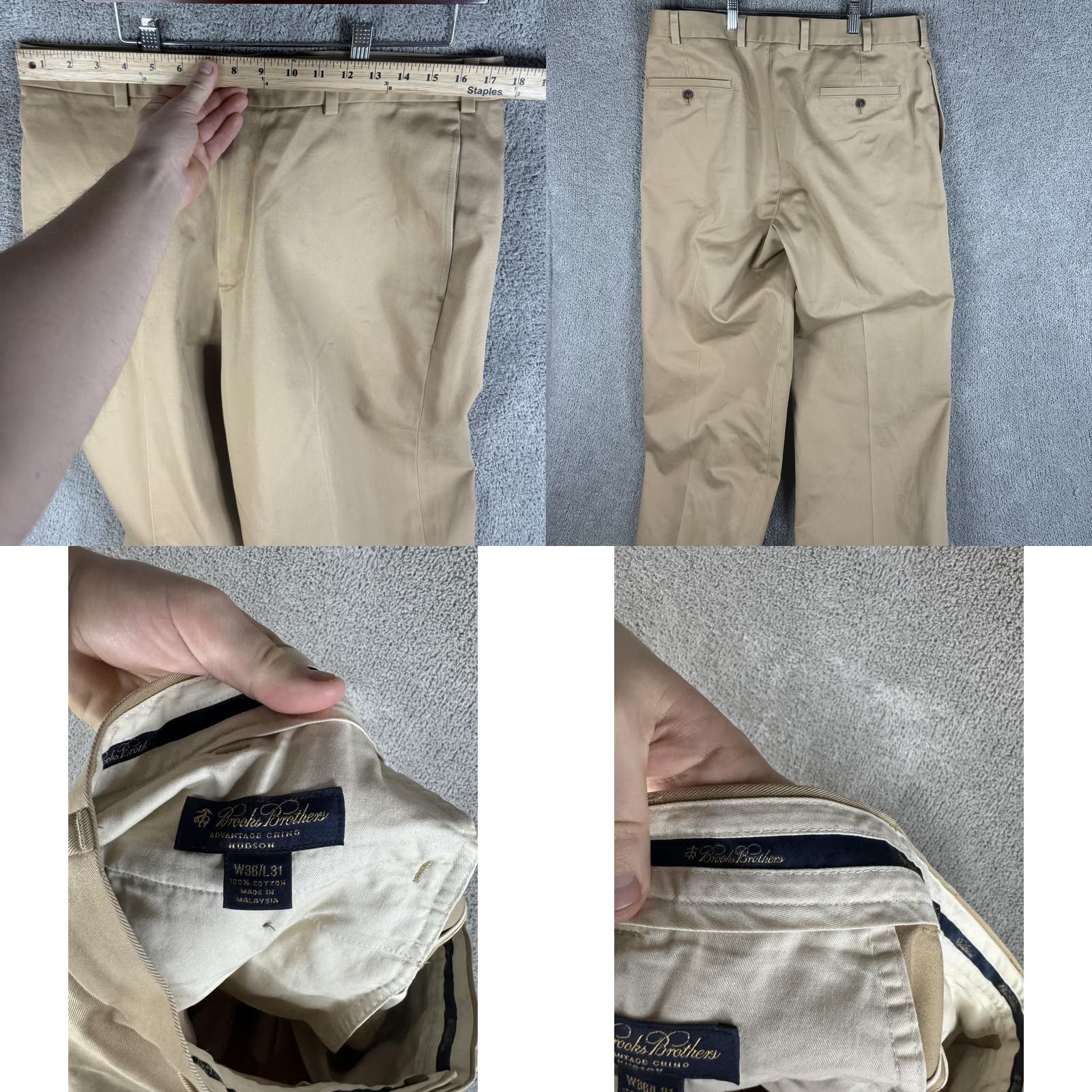 Brooks Brothers Brooks Brothers Hudson Chino Pants Mens 36x31 Khaki Beige Flat Front Cotton Size US 36 / EU 52 - 9 Thumbnail