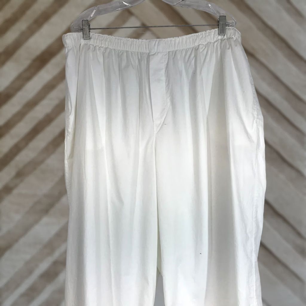 SKIMS SKIMS WOMEN'S Pants 3X White 100% Cotton Elastic Waist Pull-On Lounge PANTS Womens Plus Size 40" / US 18 - 1 Thumbnail
