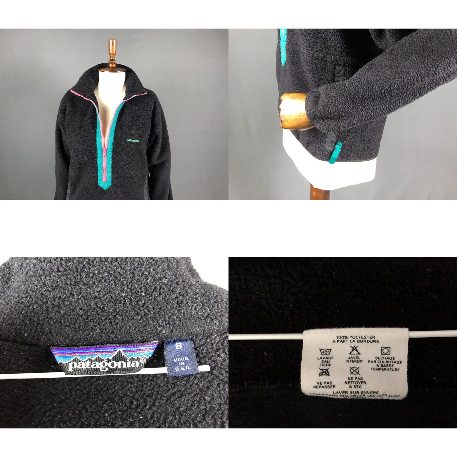 Patagonia Patagonia Jacket Women 1/2 Zip Black Size 8 Polyester Embroidered Logo Zip Pockets Casual Basic Jacket by Patagonia Size M / US 6-8 / IT 42-44 - 8 Thumbnail