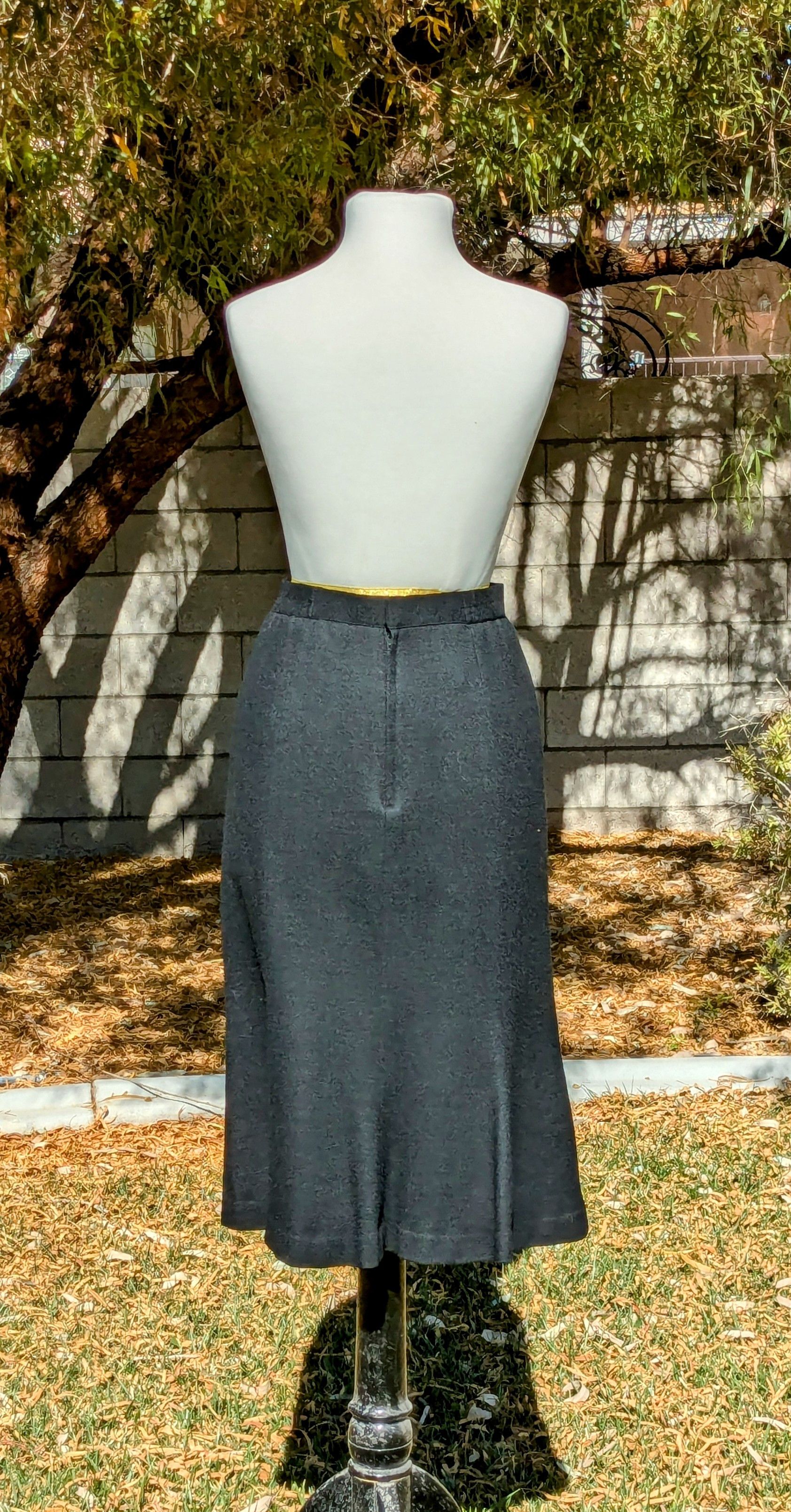 Vintage More Mind Flat Black Silver Single Beads Wool Maxi Skirt Size 30" / US 8 / IT 44 - 4 Thumbnail