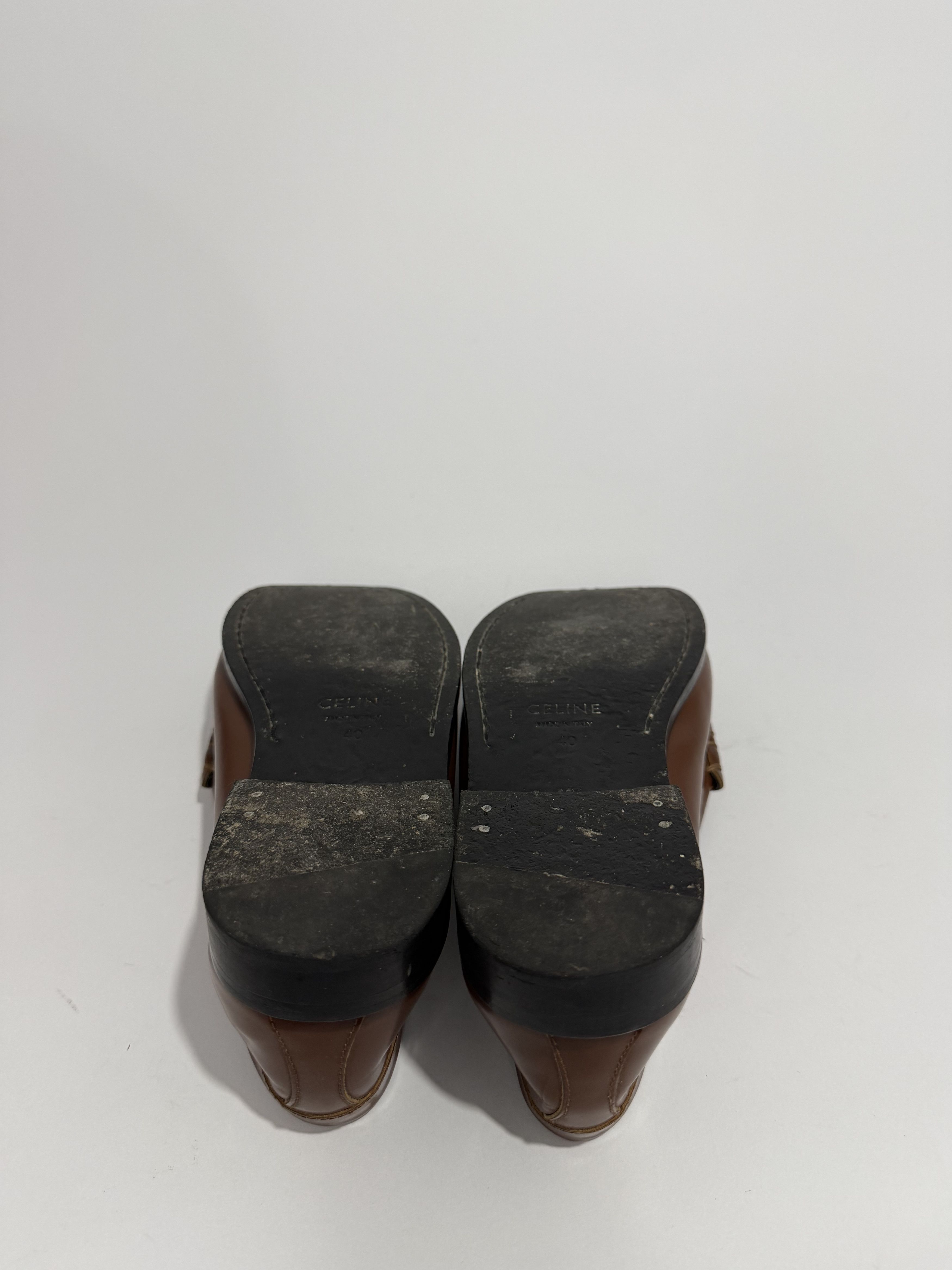 Celine CELINE Brown Triomphe Logo-Embelished Leather Loafers Size US 7.5 / EU 40-41 - 7 Thumbnail