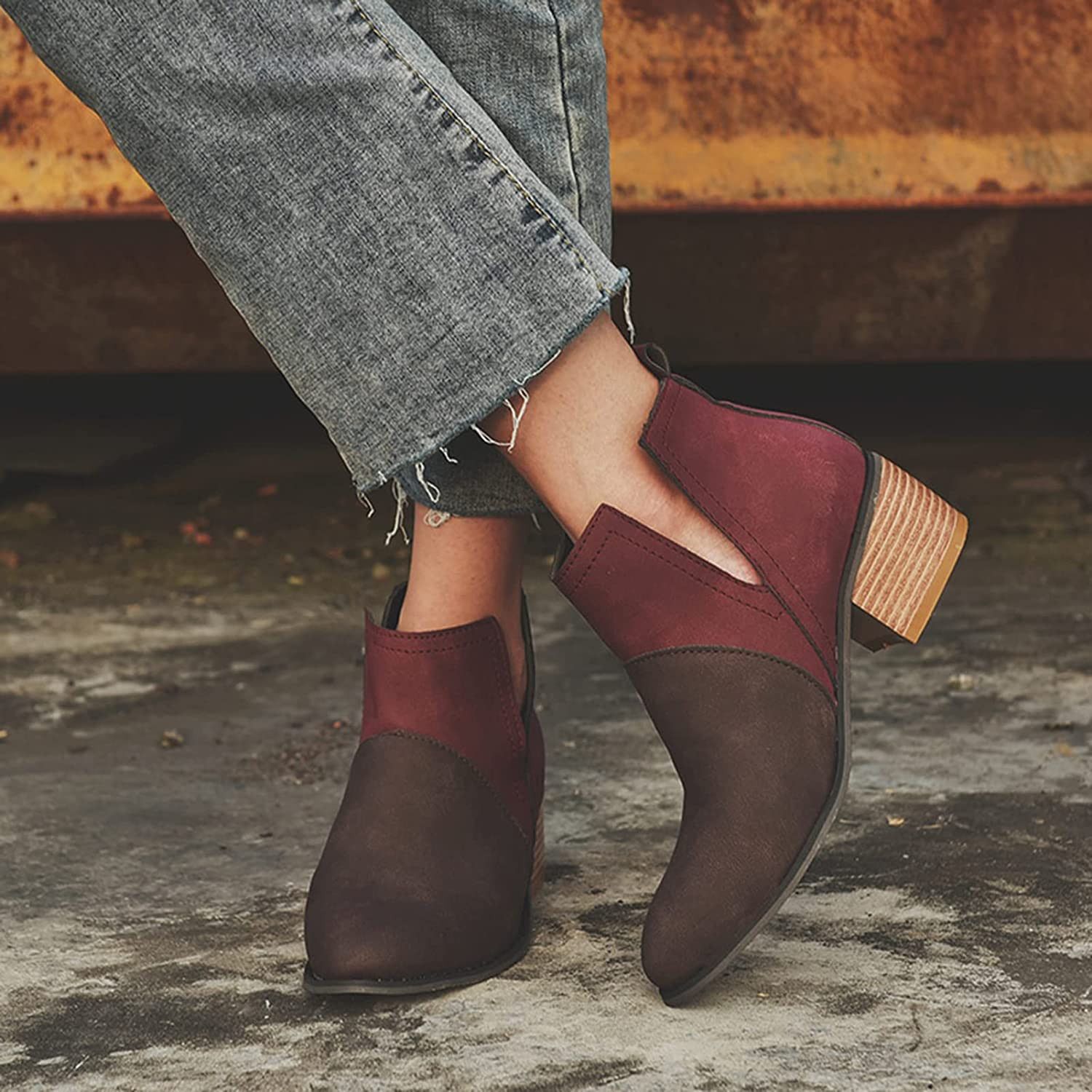 Other V Cut Ankle Boots Women Size 8.5 Chunky Block Stacked Size US 8.5 / IT 38.5 - 8 Thumbnail