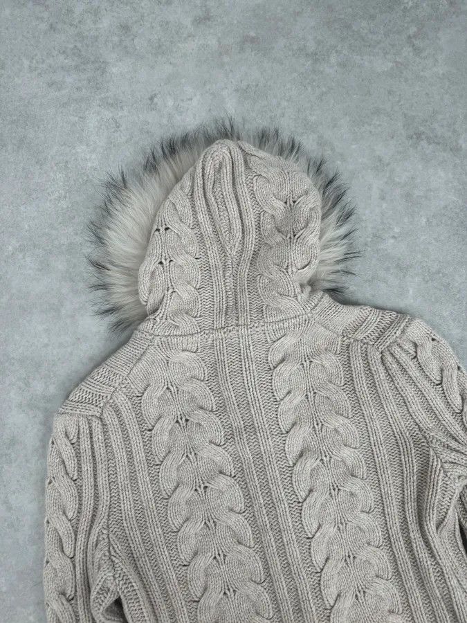 Daniele Alessandrini Daniele Alessandrini Beige Torsade Wool Faux Fur Sweater Size US S / EU 44-46 / 1 - 6 Thumbnail