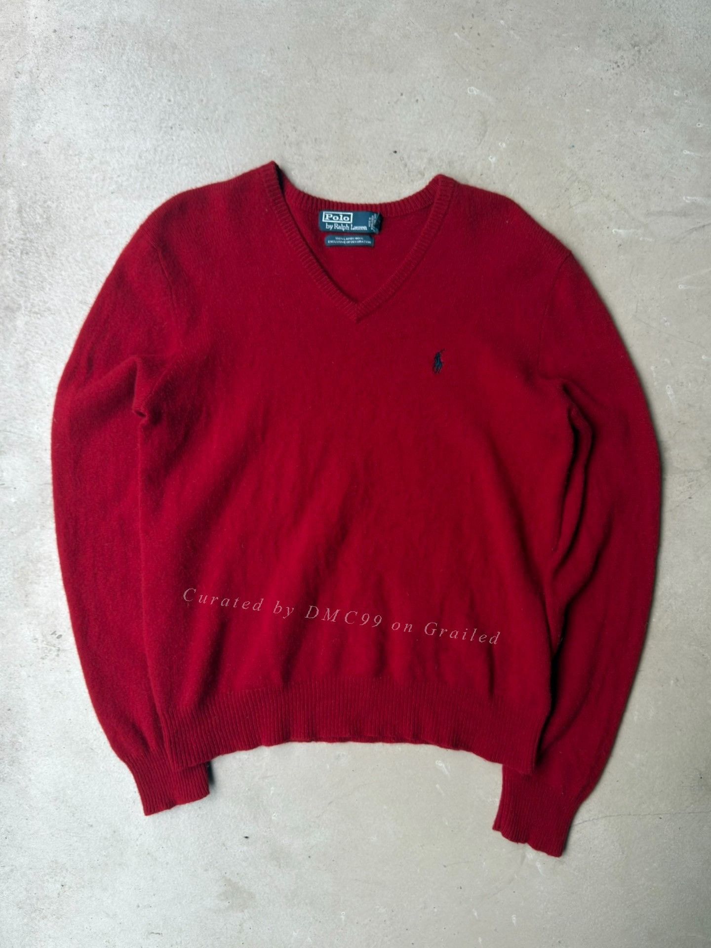 Vintage Vintage Ralph Lauren Red V-Neck Sweater M Size M / US 6-8 / IT 42-44 - 1 Thumbnail