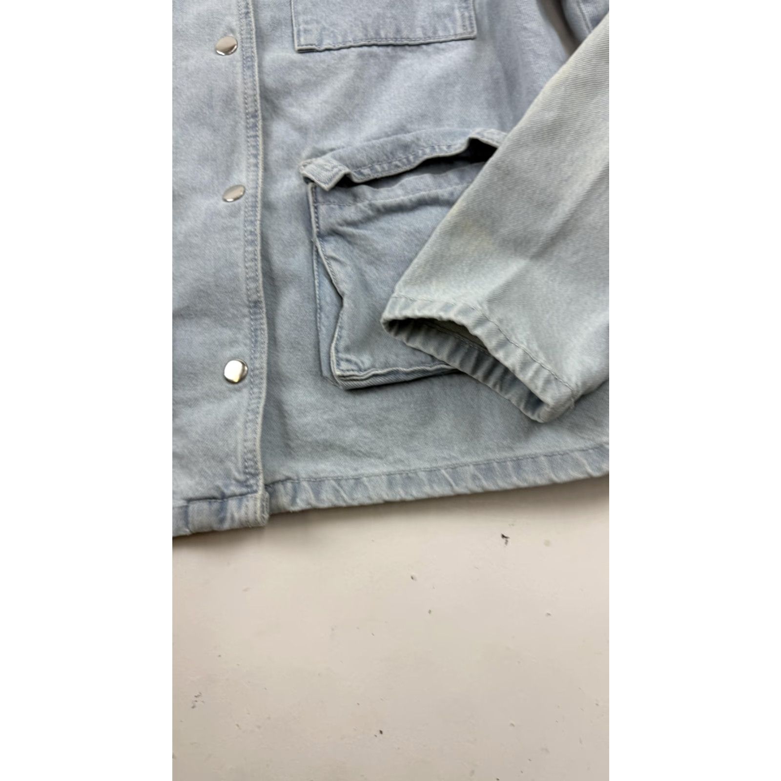 Denime VINTAGE Bossini Jeans Jacket Womens M Blue Denim Military Field Snap Front Pockets Shirt Ladies/Mens? Size 32" / US 10 / IT 46 - 2 Thumbnail