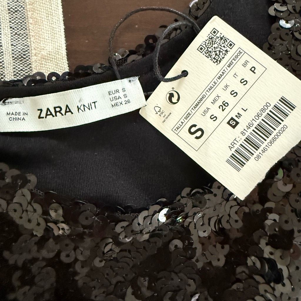Zara NWT Zara Knit Black Sequin Tank Top S Size S / US 4 / IT 40 - 6 Thumbnail