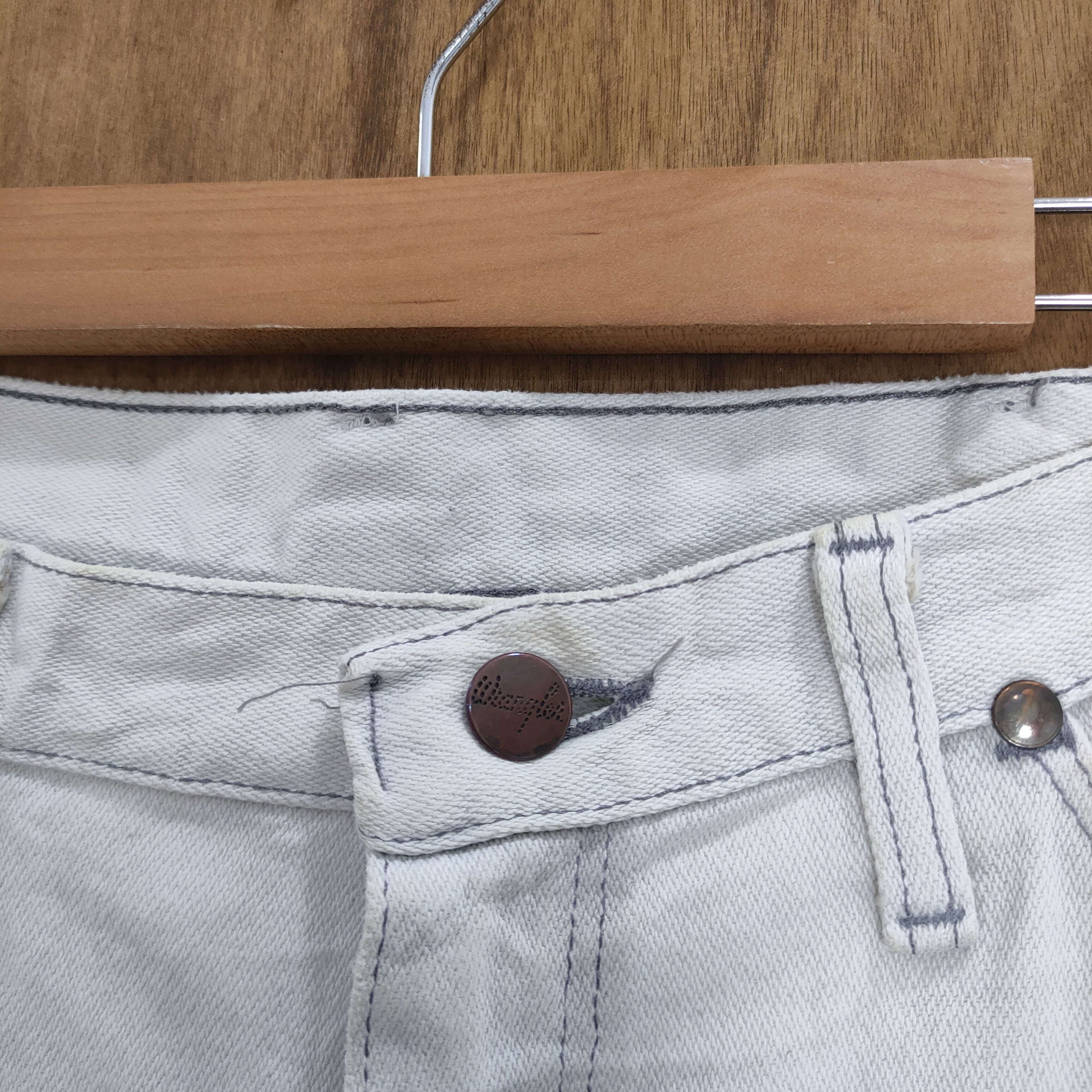 Other VINTAGE WRANGLER FADED WHITE DENIM JEAN PANTS Size US 32 / EU 48 - 5 Thumbnail