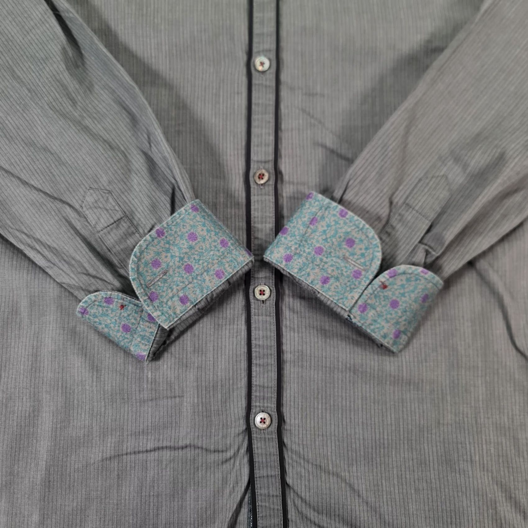 Ted Baker Ted Baker Mens Button-Up Shirt Grey 2XL Striped Cotton Lyocell Long Sleeve Collared Button-Up Regular Mens Clothing City Classic Designer Vintage: No Size US XXL / EU 58 / 5 - 6 Thumbnail
