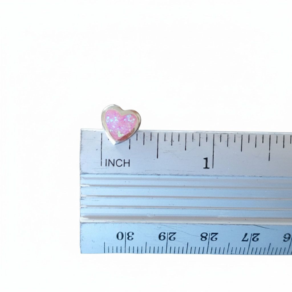 Other Opal Heart 925 Earrings Sterling Silver Pink Pierced Studs Size ONE SIZE - 8 Thumbnail