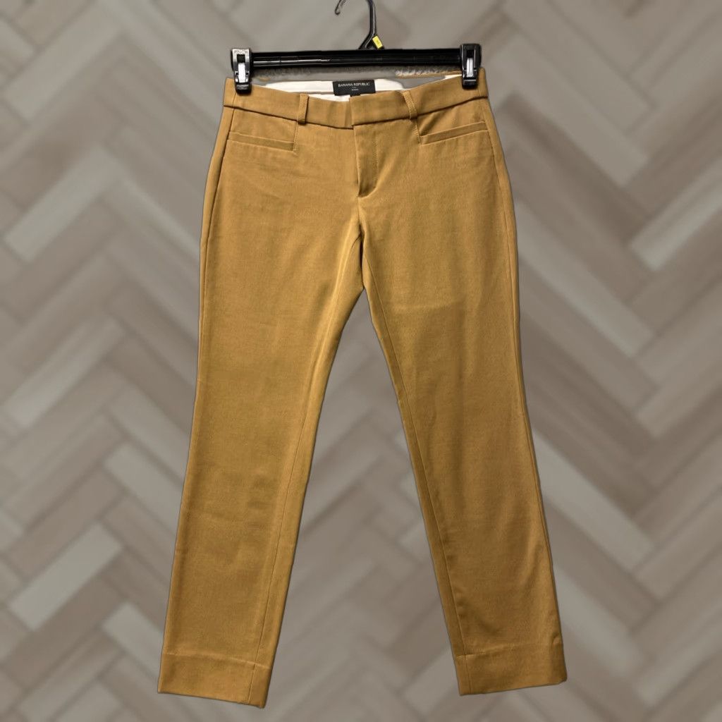 Banana Republic Banana Republic Sloan Slim Pants Women 0P Petite Dark Gold Zip Front & Rear Welt Pockets Slimming 25 Inseam Casual Dress Pants Womens Size 25" / US 0 / IT 36 - 1 Thumbnail