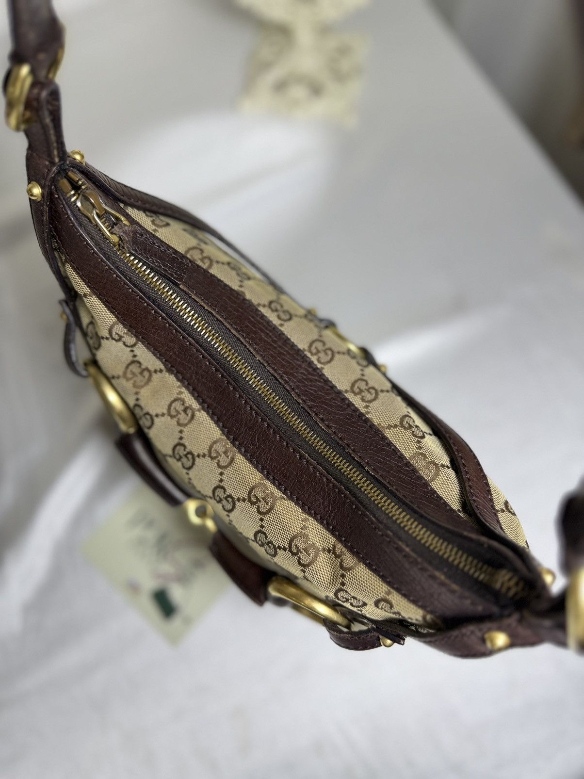 Gucci Authentic GUCCI Horsebit GG Canvas Brown Hobo Shoulder Bag Size ONE SIZE - 13 Thumbnail
