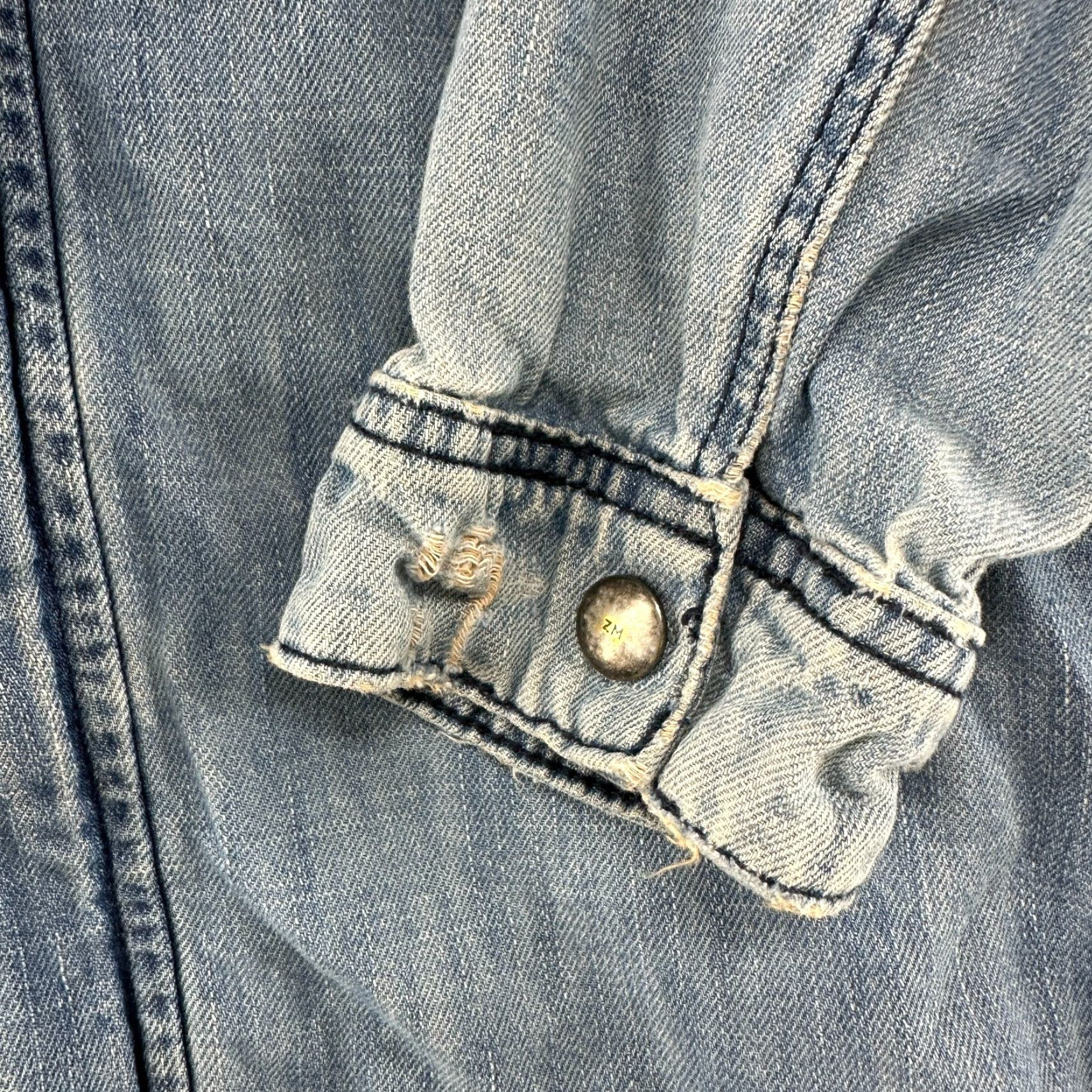 Zara Zara Denim Jacket Mens M Blue Chore Bomber Jacket Zip Medium Wash 90s Distressed Cotton Solid Size US M / EU 48-50 / 2 - 6 Thumbnail