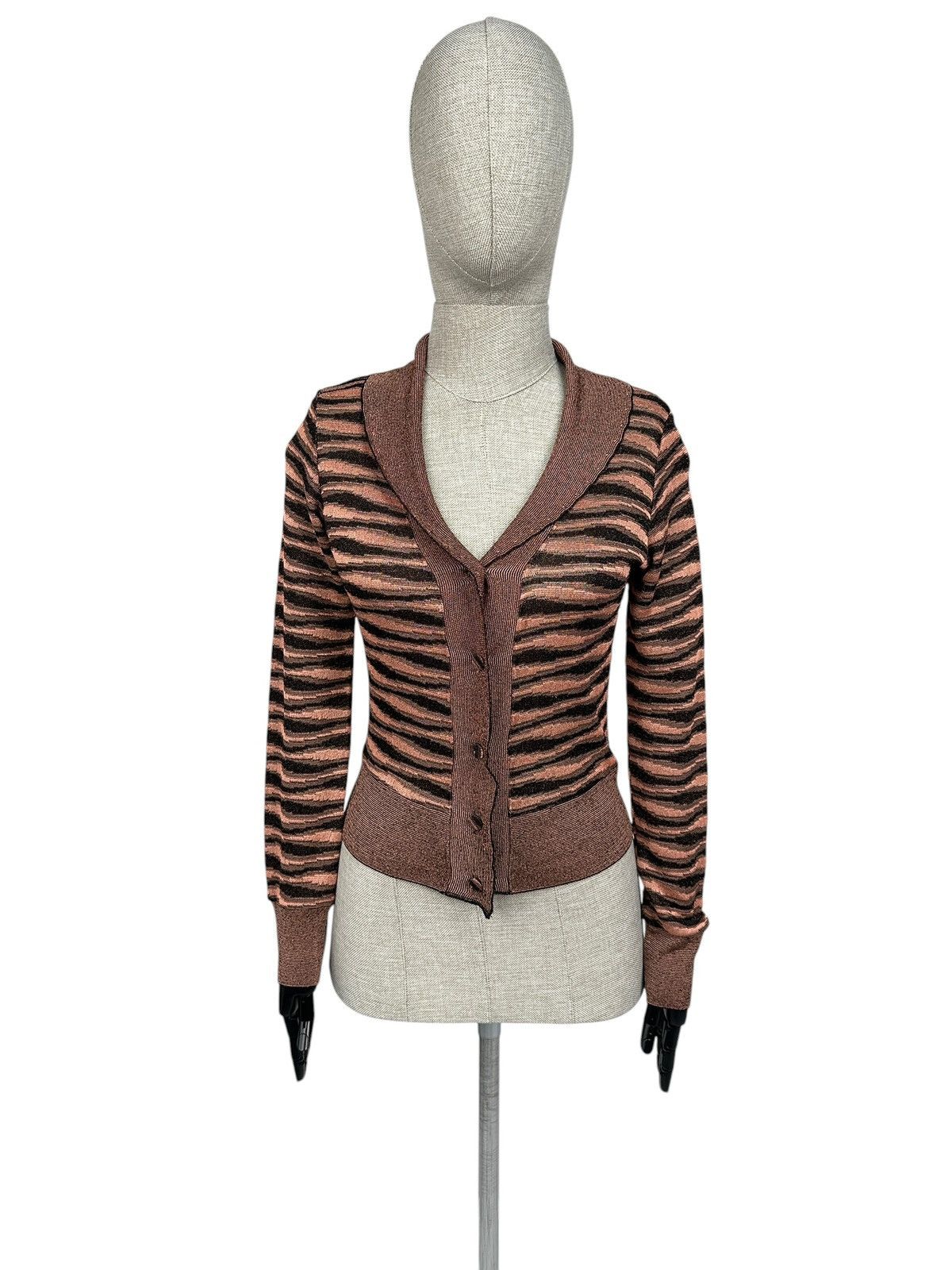 Missoni MISSONI Tiger Stripe Cropped Cardigan Shawl Collar Size S Size S / US 4 / IT 40 - 1 Thumbnail