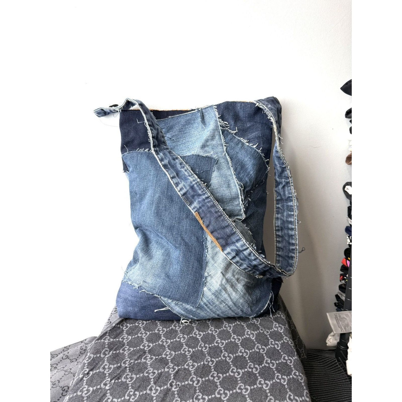 Vintage Rare! Vintage Patchwork Denim Bag Shopper Y2K Levis Diesel Size ONE SIZE - 2 Thumbnail