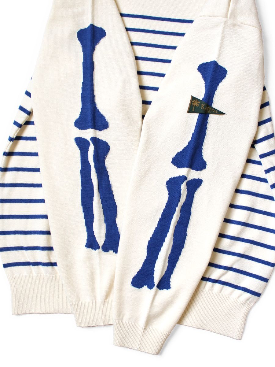 Kapital KAPITAL Panel Border Boat Neck knit Sweater BONE Sleeve L Size US L / EU 52-54 / 3 - 7 Thumbnail