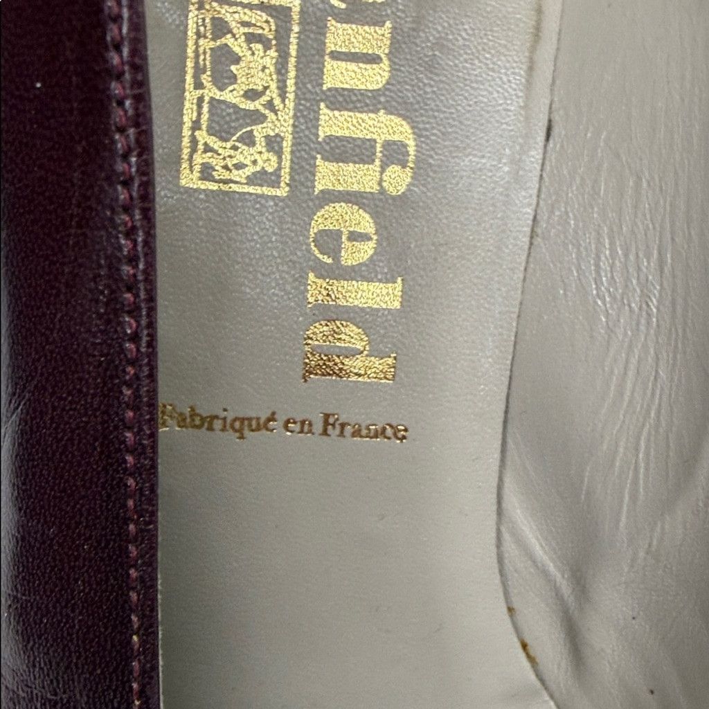 The Unbranded Brand Vintage Manfield France leather burgundy purple heels sz 8 Size US 8 / IT 38 - 4 Thumbnail